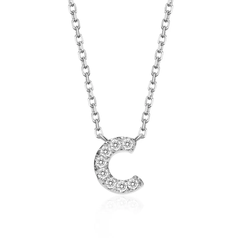 Classic Pavé Initial C Pendant Necklace sold by MSBLUE Jewelry