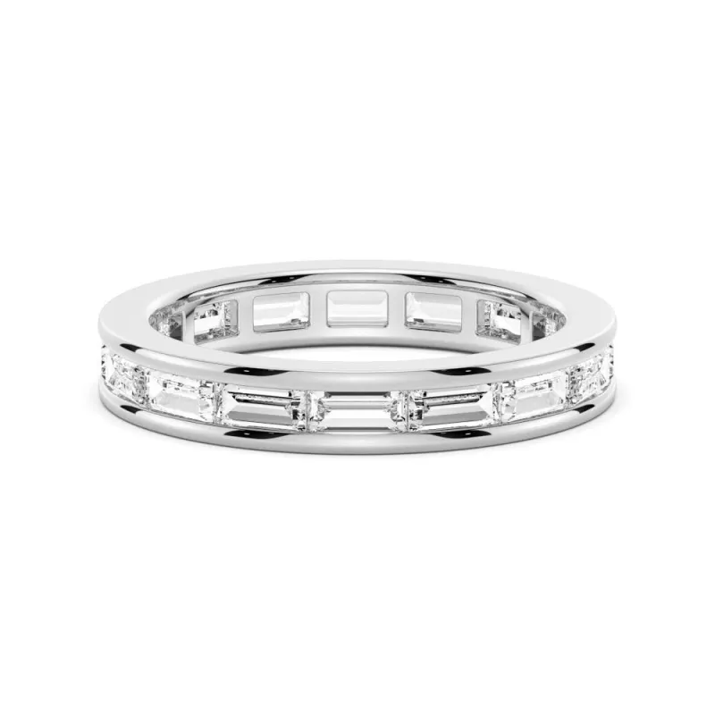 In-Stock 3.21 CT. Channel Set Baguette Cut Moissanite Wedding Eternity Band sold by MSBLUE Jewelry