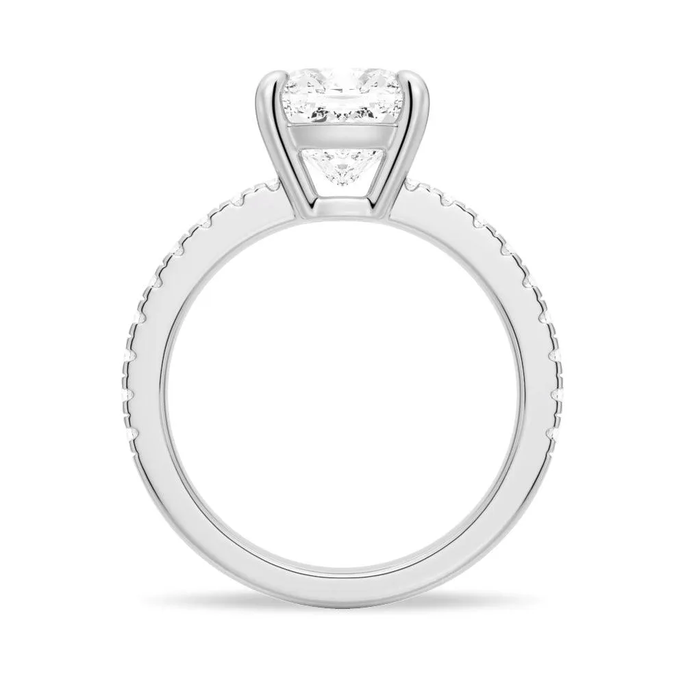 In-Stock Pavé Band Cushion Cut Moissanite Engagement Ring sold by MSBLUE Jewelry product image thumbnail 4
