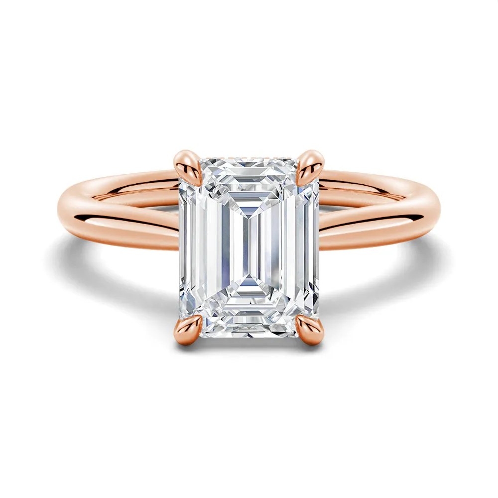 Emerald Cut Moissanite Engagement Ring With Hidden Halo sold by MSBLUE Jewelry product image thumbnail 3