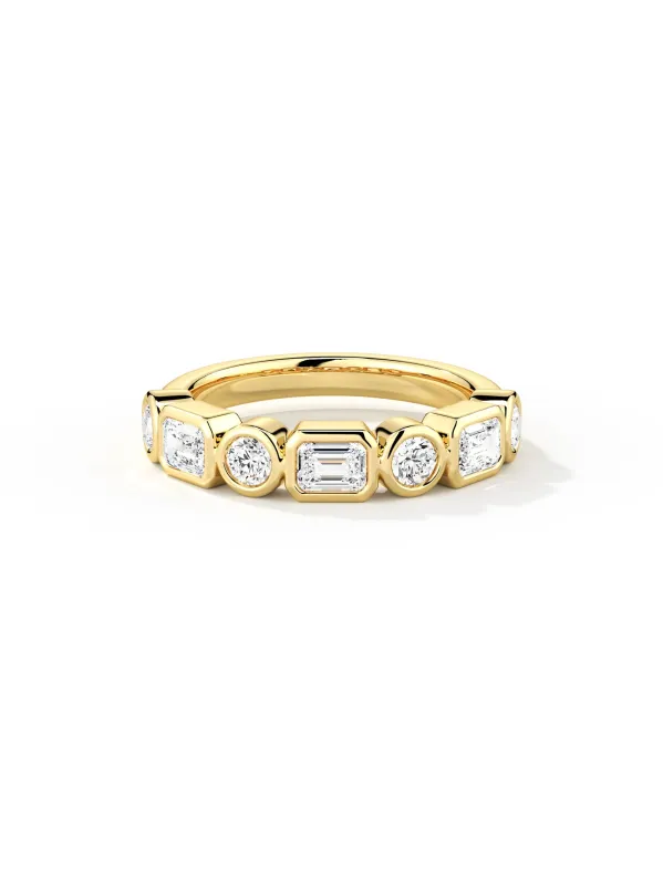 Emerald & Round Moissanite Stacking Ring sold by MSBLUE Jewelry