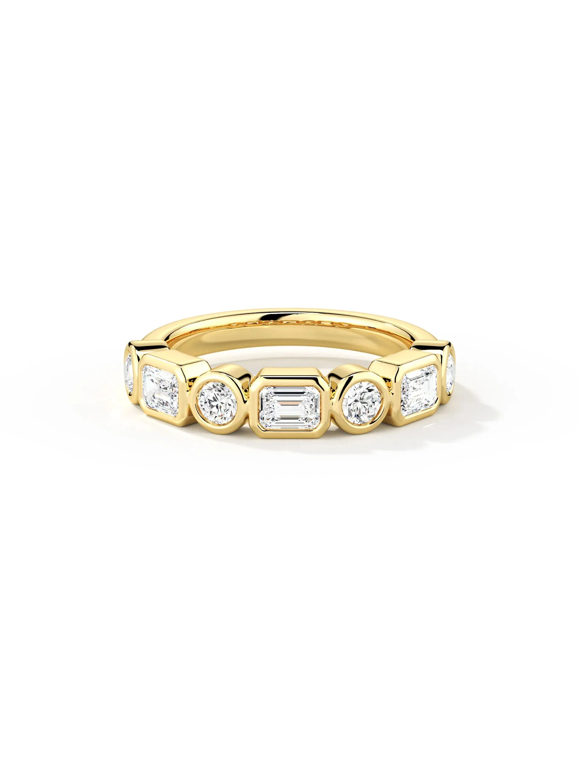 Emerald & Round Moissanite Stacking Ring sold by MSBLUE Jewelry