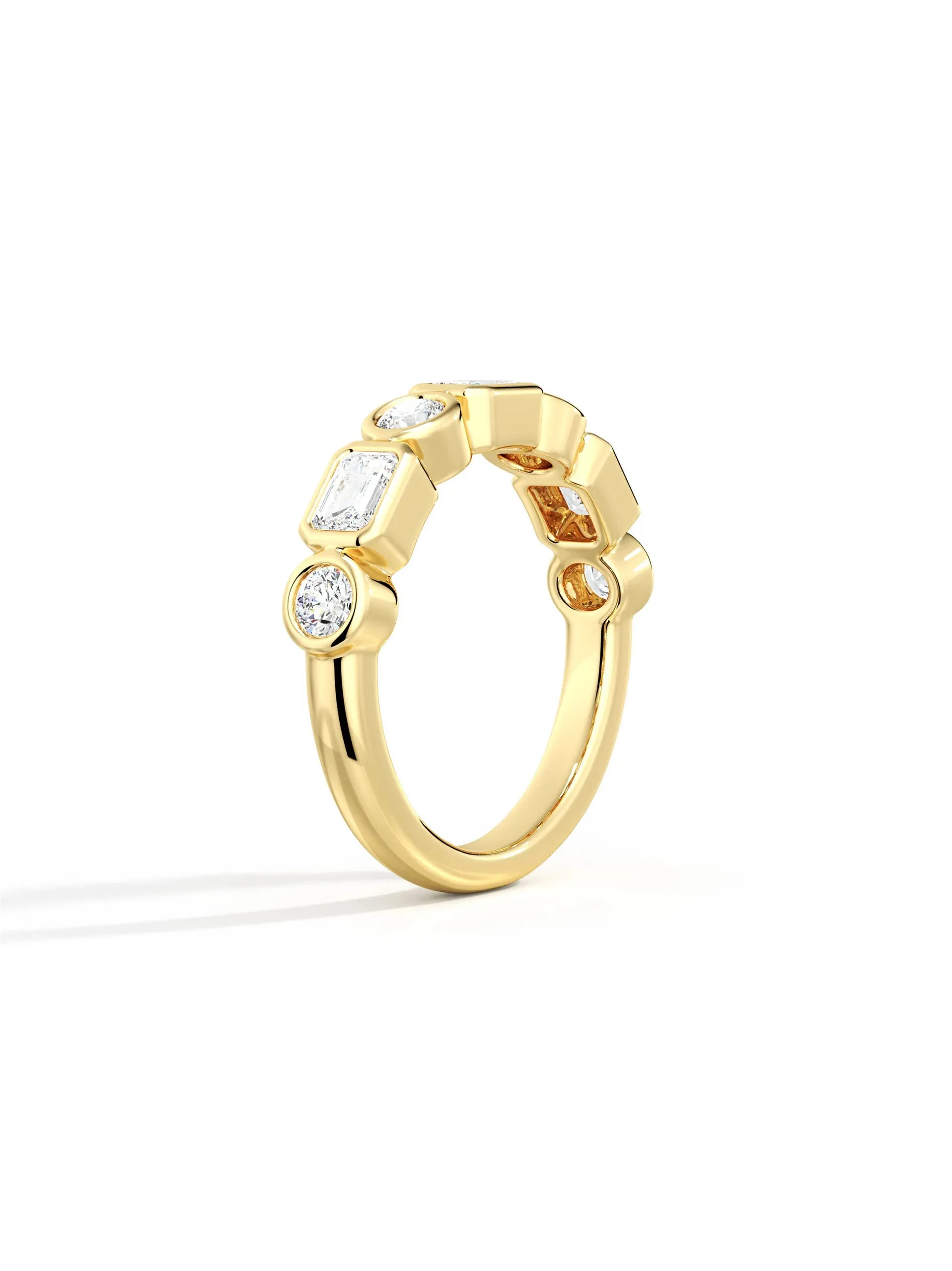 Emerald & Round Moissanite Stacking Ring sold by MSBLUE Jewelry product image thumbnail 4