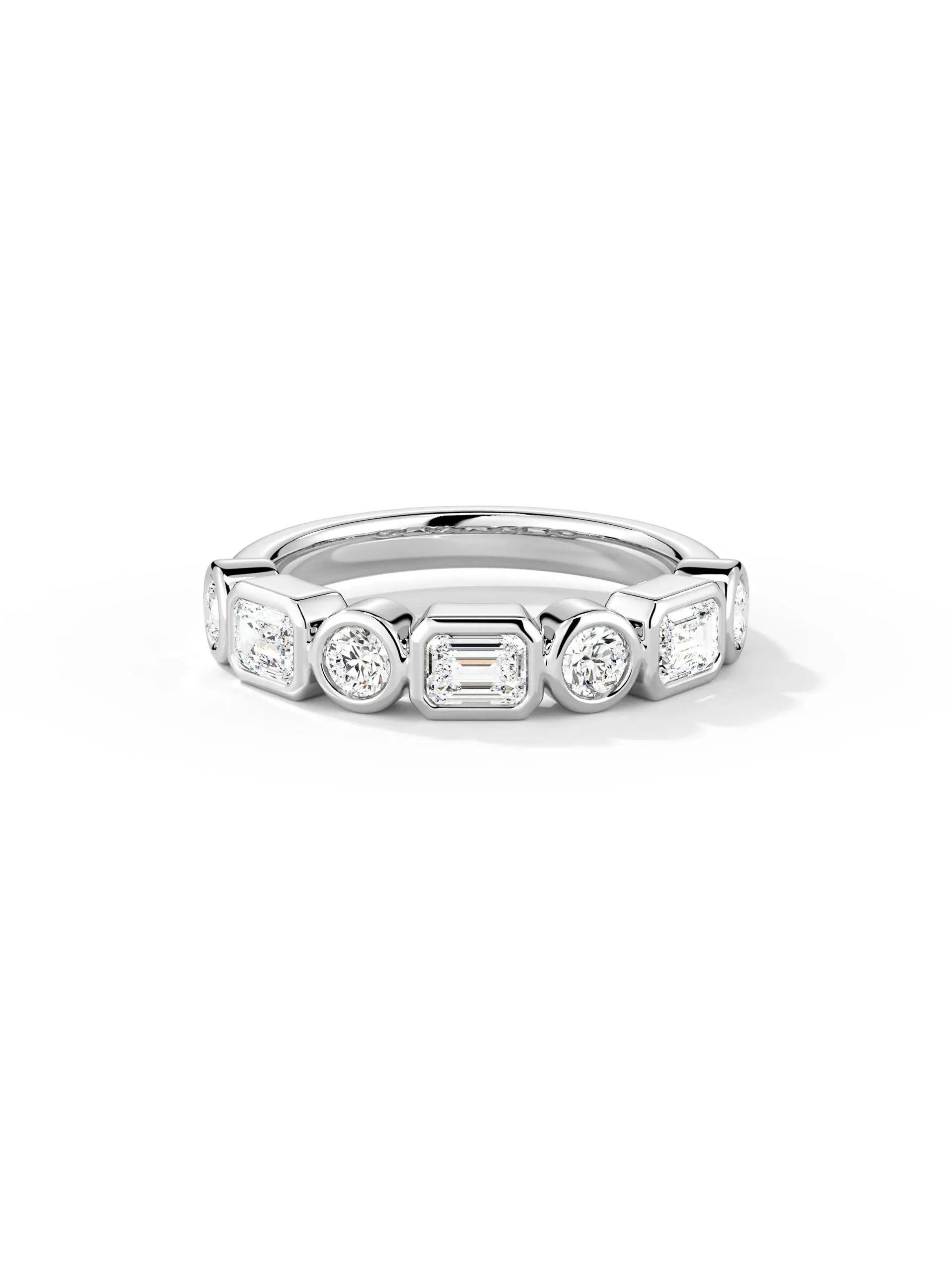 Emerald & Round Moissanite Stacking Ring sold by MSBLUE Jewelry product image thumbnail 5