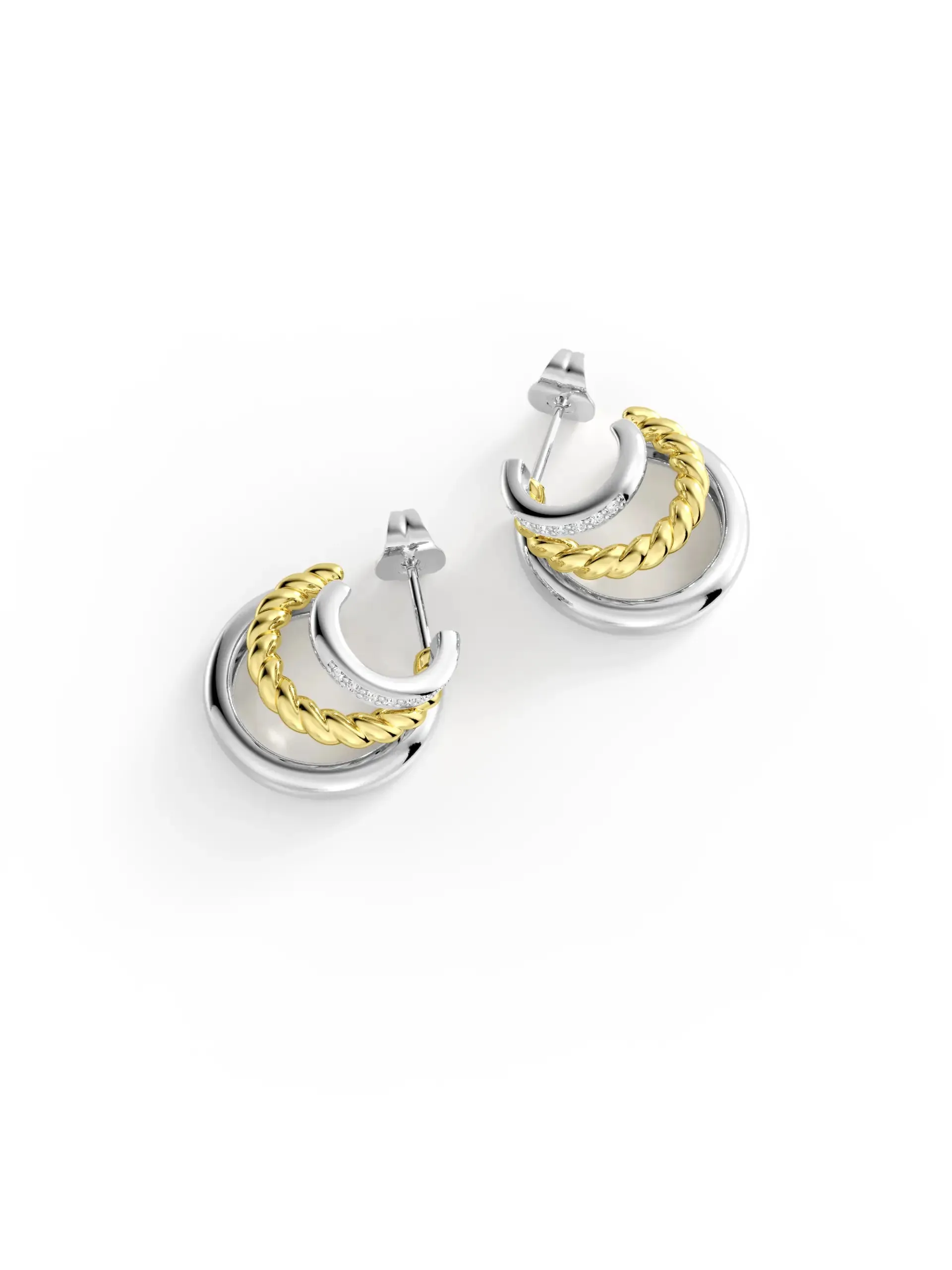 Triple Loop Contrast Stud Earrings sold by MSBLUE Jewelry product image thumbnail 3