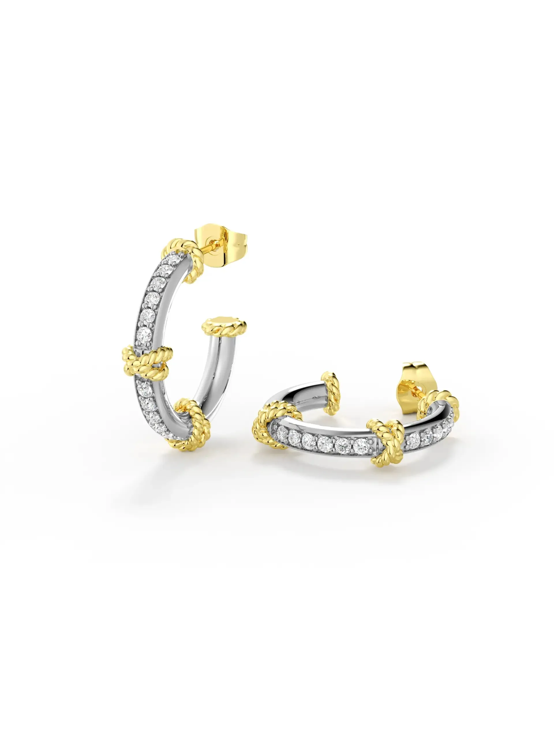 Duo Knot C-Shape Stud Earrings sold by MSBLUE Jewelry product image thumbnail 2