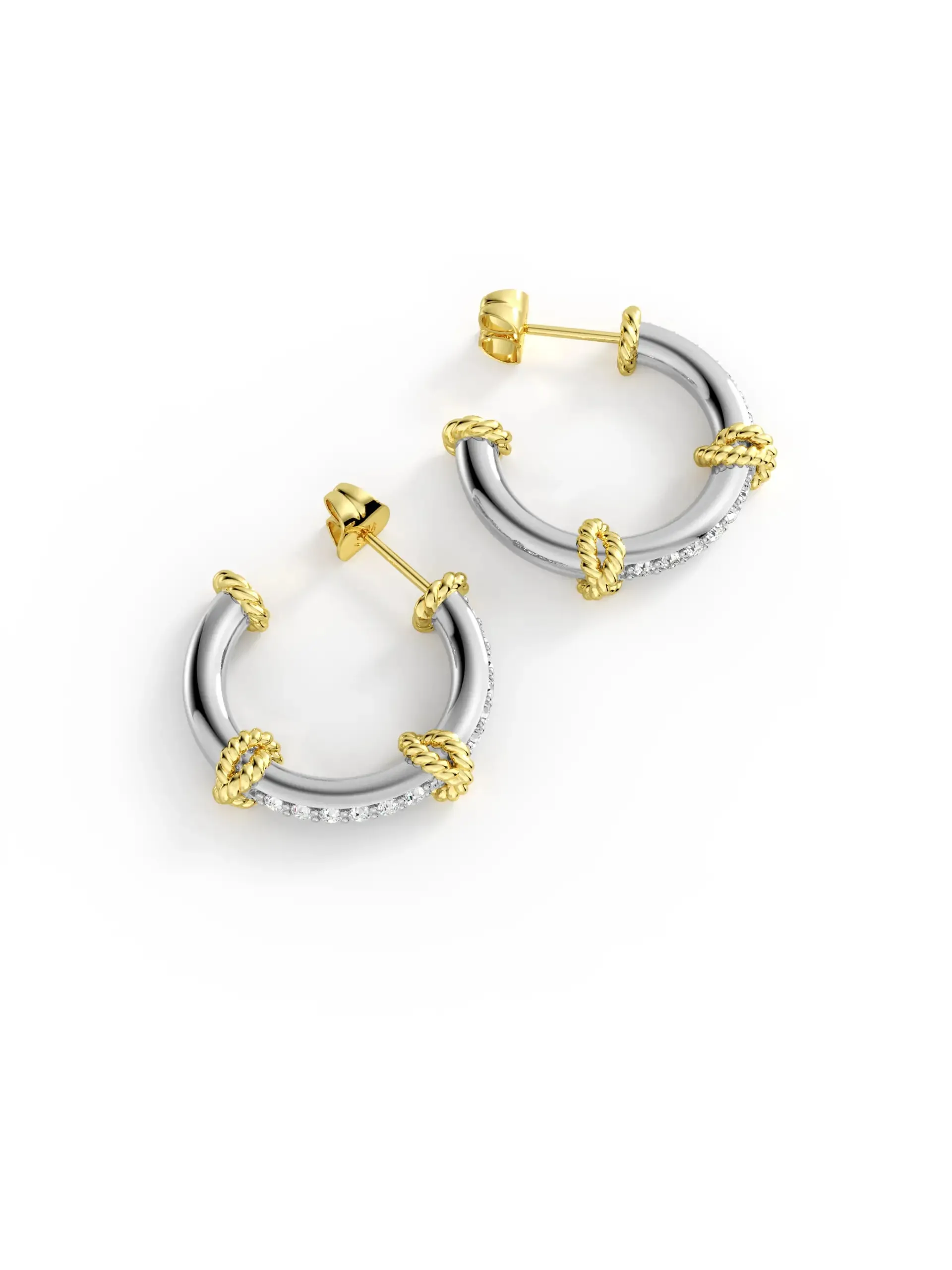 Duo Knot C-Shape Stud Earrings sold by MSBLUE Jewelry product image thumbnail 3