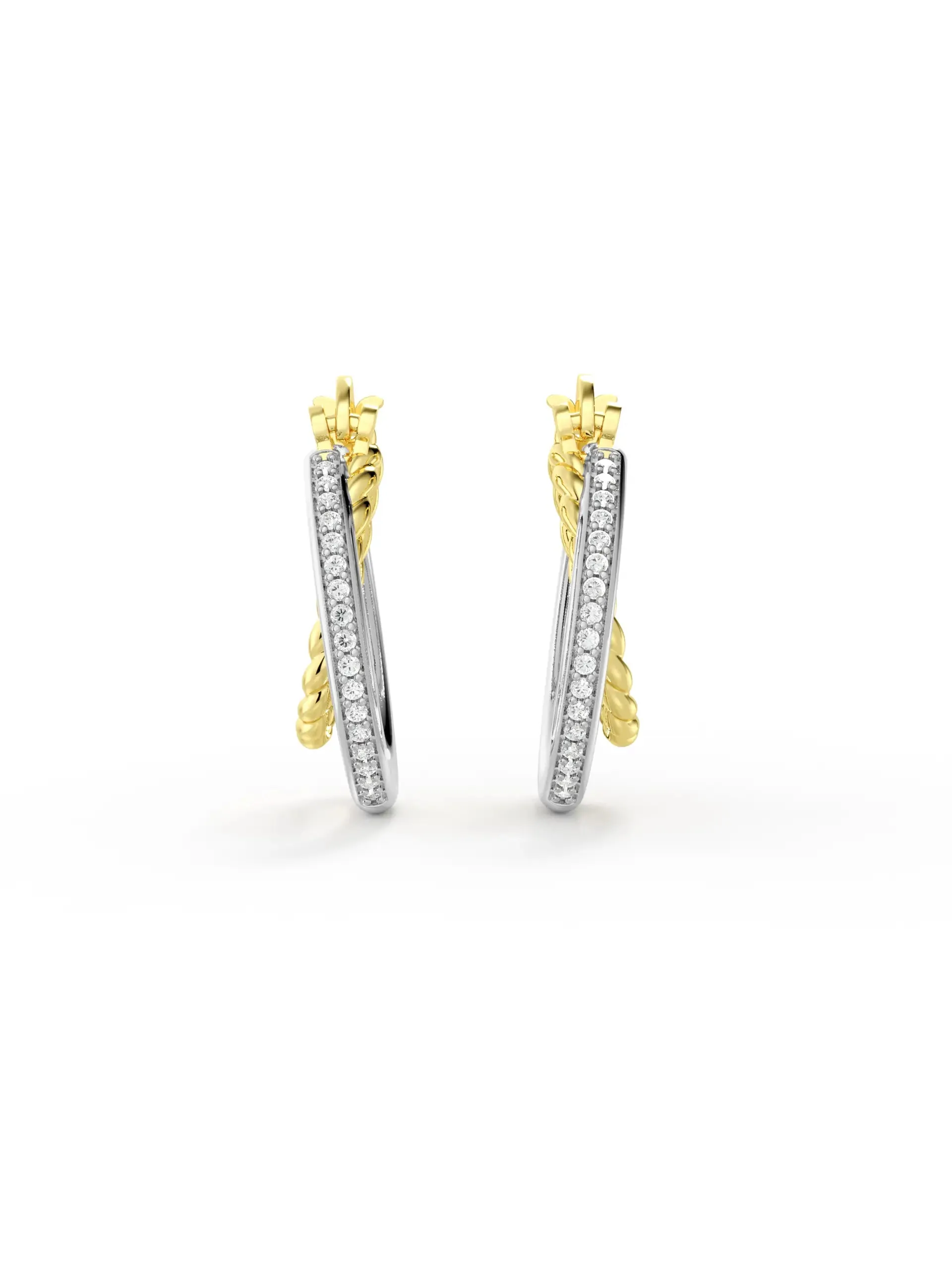 Twist Duo Contrast Hoop Earrings sold by MSBLUE Jewelry