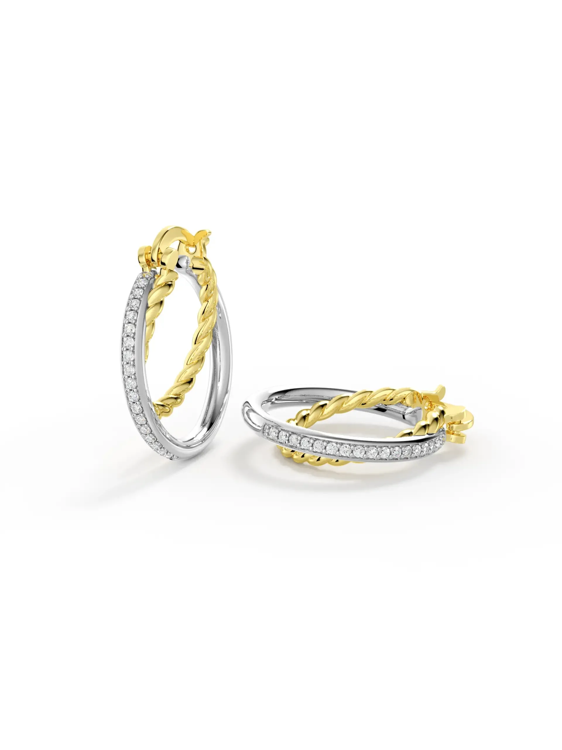 Twist Duo Contrast Hoop Earrings sold by MSBLUE Jewelry product image thumbnail 2