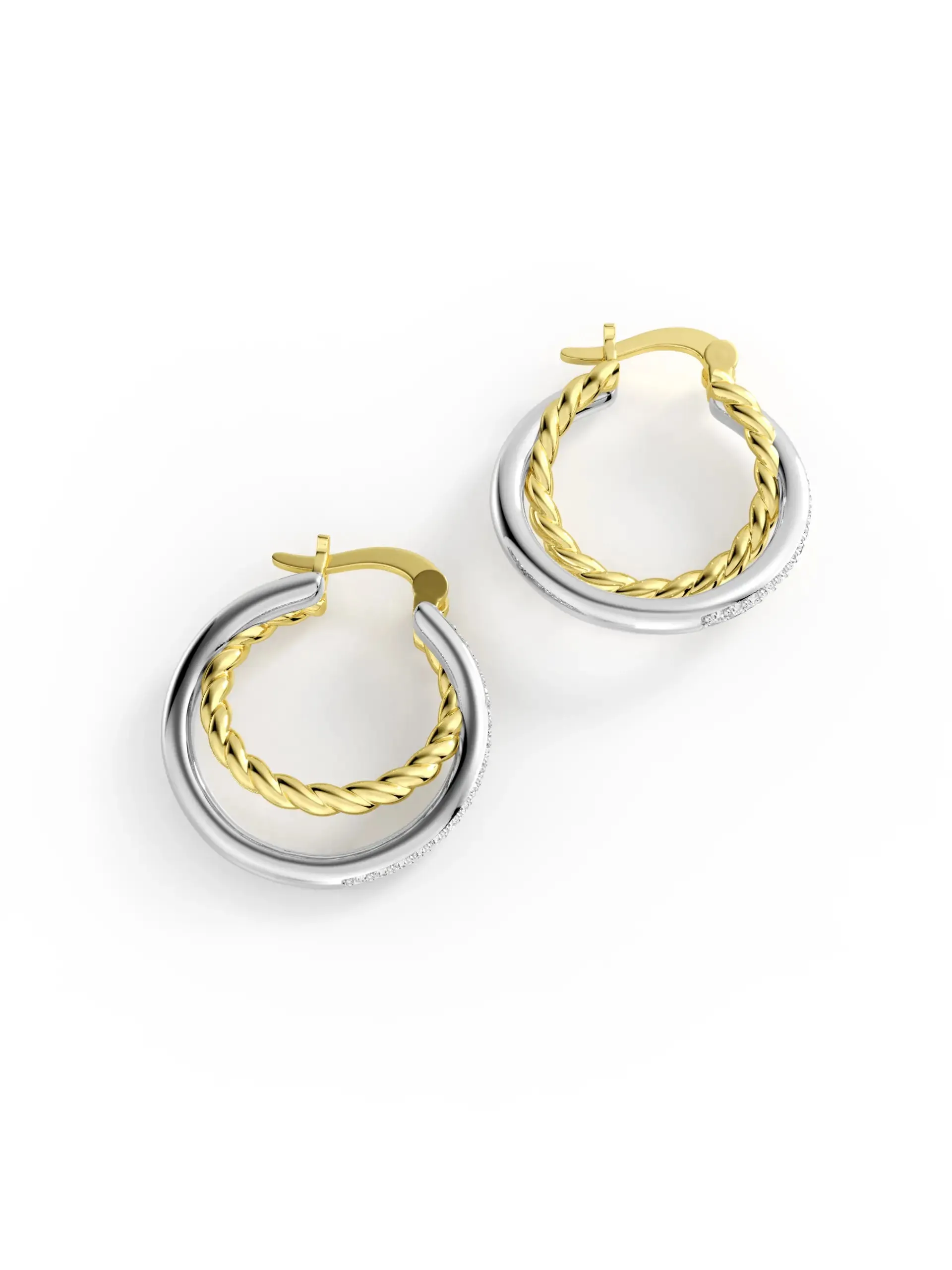 Twist Duo Contrast Hoop Earrings sold by MSBLUE Jewelry product image thumbnail 3