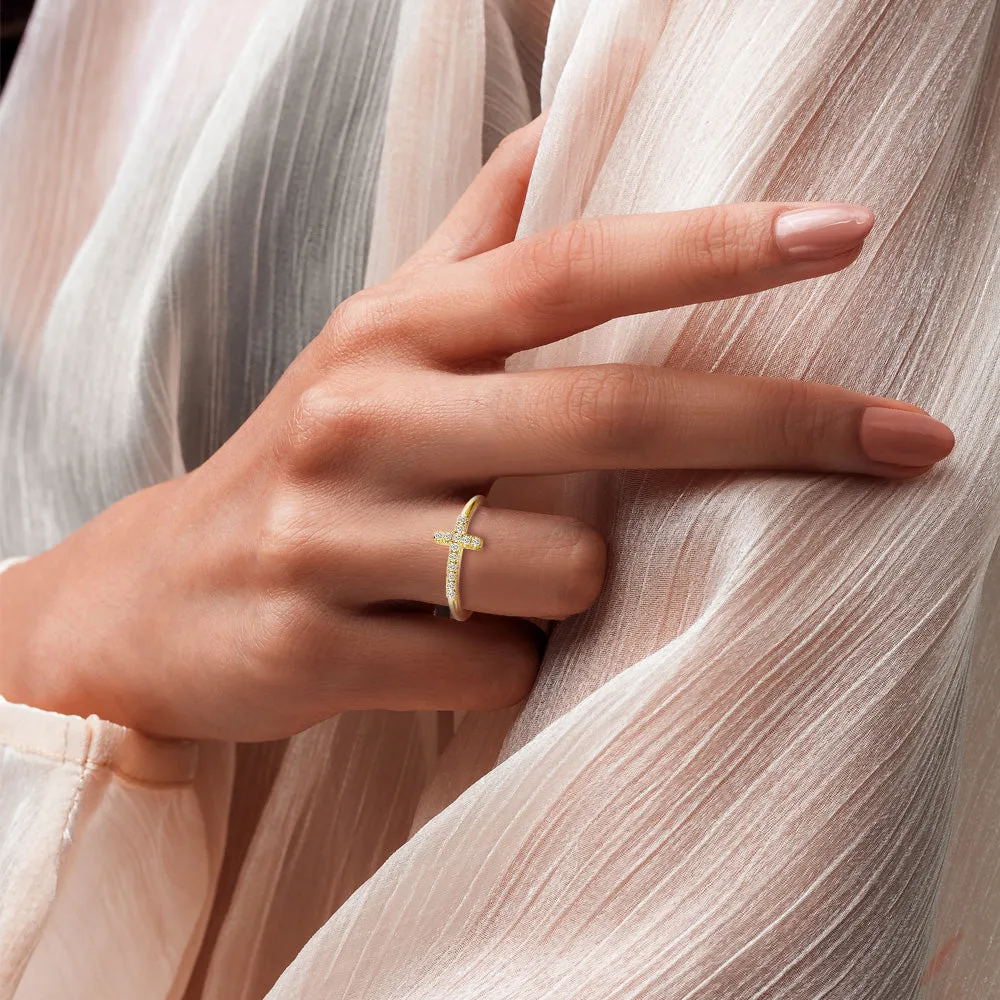 Modern Cross Lab Grown Diamond Accent Ring sold by MSBLUE Jewelry product image thumbnail 2