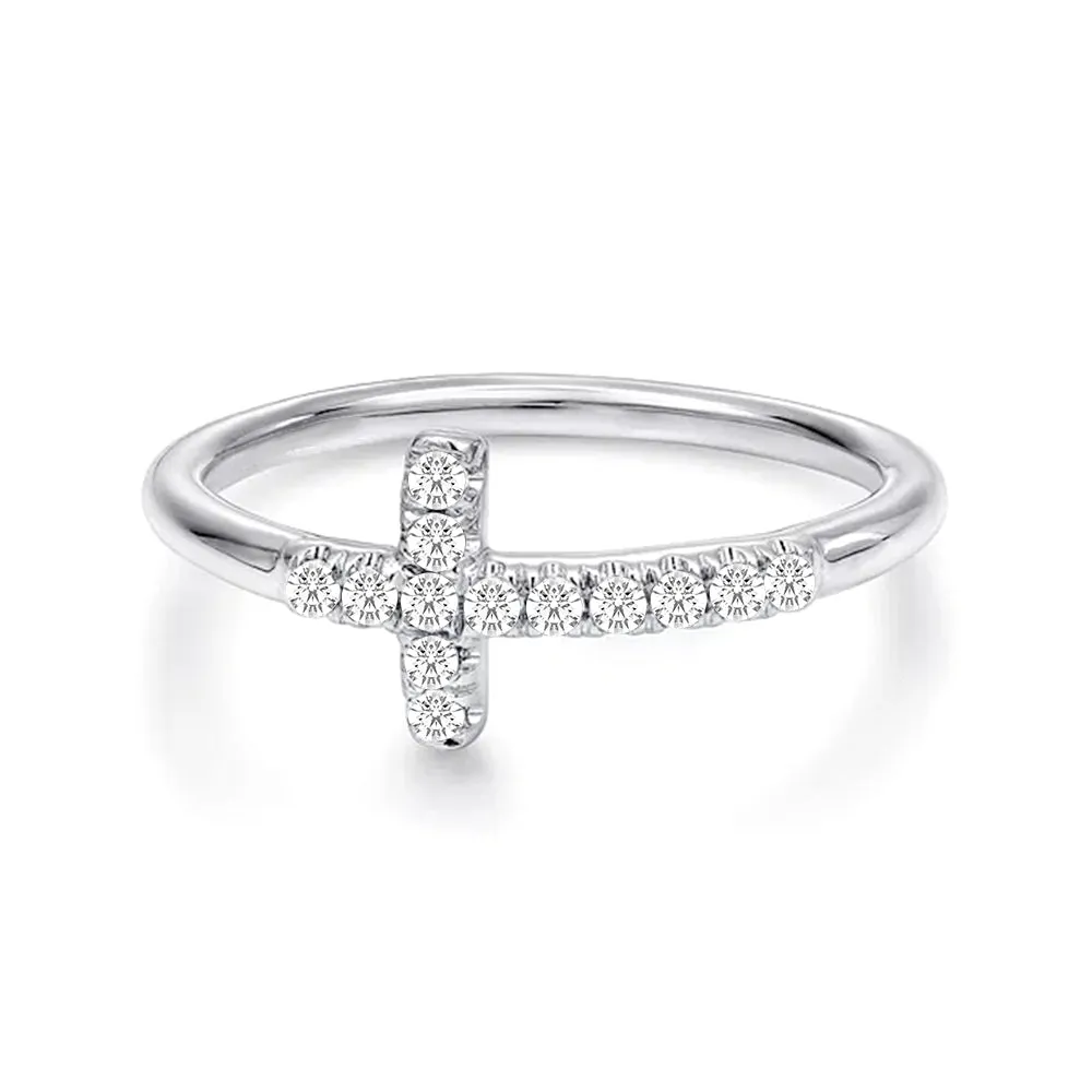 Modern Cross Lab Grown Diamond Accent Ring sold by MSBLUE Jewelry product image thumbnail 3