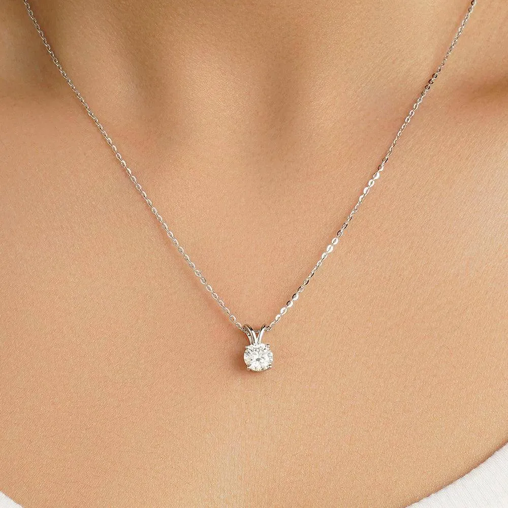 Round Lab Grown Diamond Solitaire V Bale Pendant sold by MSBLUE Jewelry product image thumbnail 2