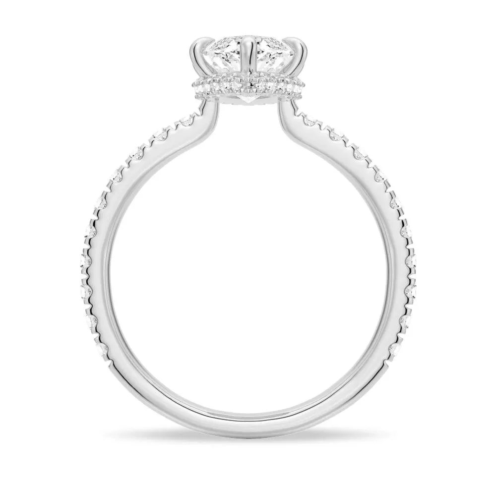 French Pavé Marquise Lab Grown Diamond Engagement Ring Hidden Halo sold by MSBLUE Jewelry product image thumbnail 5