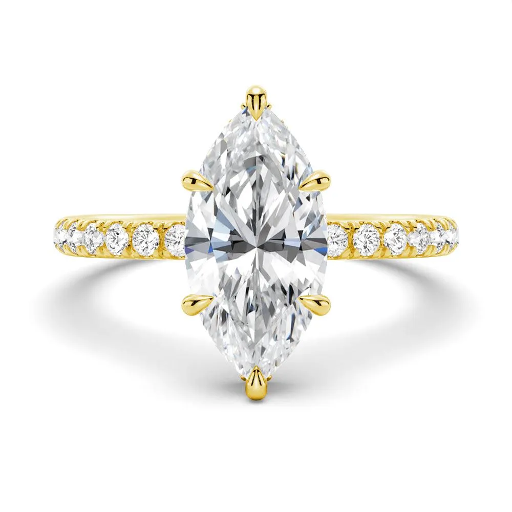 French Pavé Marquise Lab Grown Diamond Engagement Ring Hidden Halo sold by MSBLUE Jewelry product image thumbnail 2