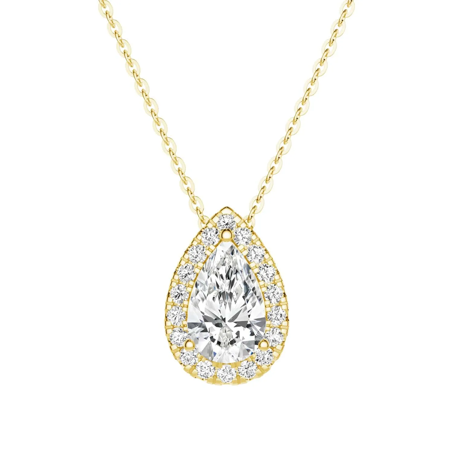 1CT Pear Cut Halo Lab Grown Diamond Pendant Necklace sold by MSBLUE Jewelry product image thumbnail 2