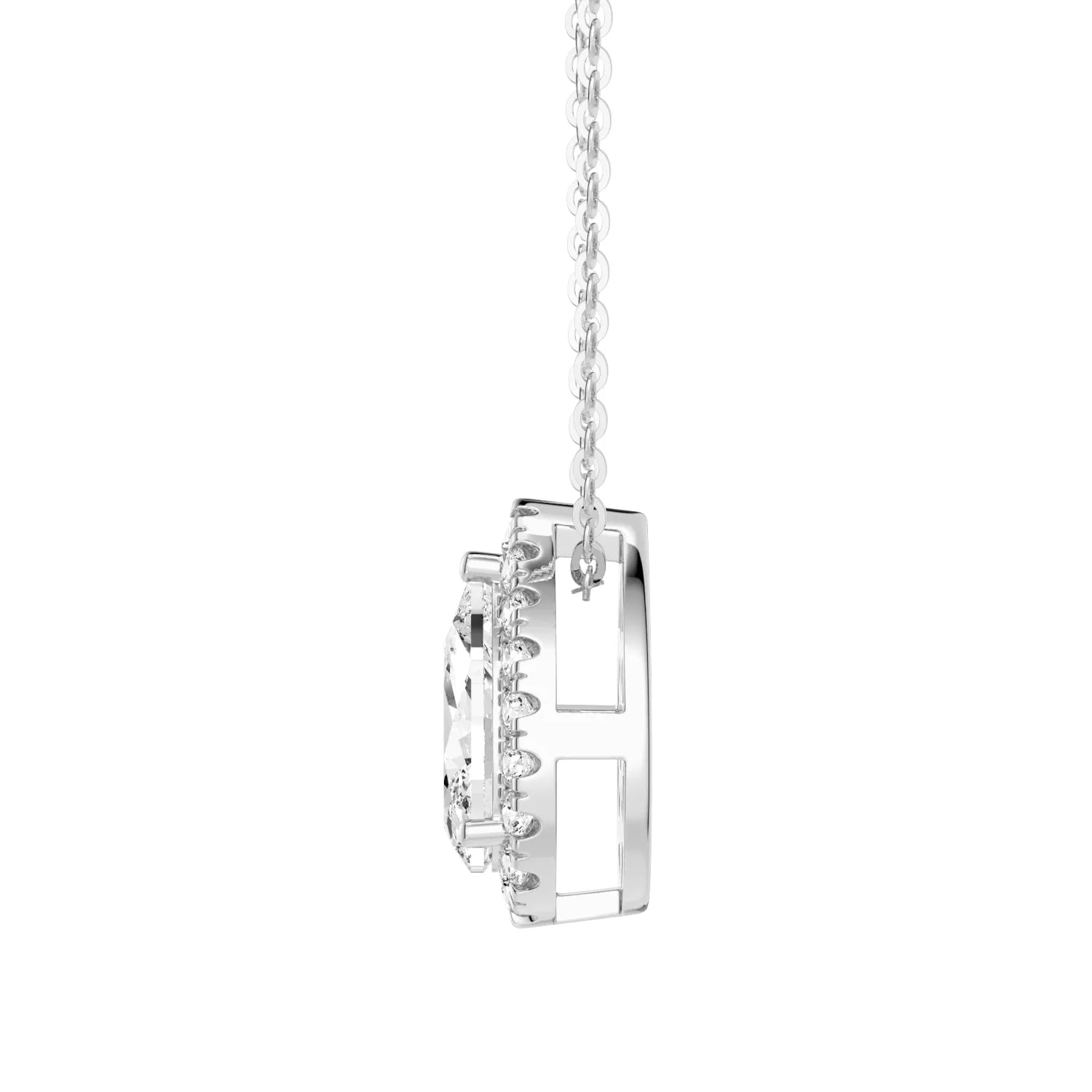 1CT Pear Cut Halo Lab Grown Diamond Pendant Necklace sold by MSBLUE Jewelry product image thumbnail 3