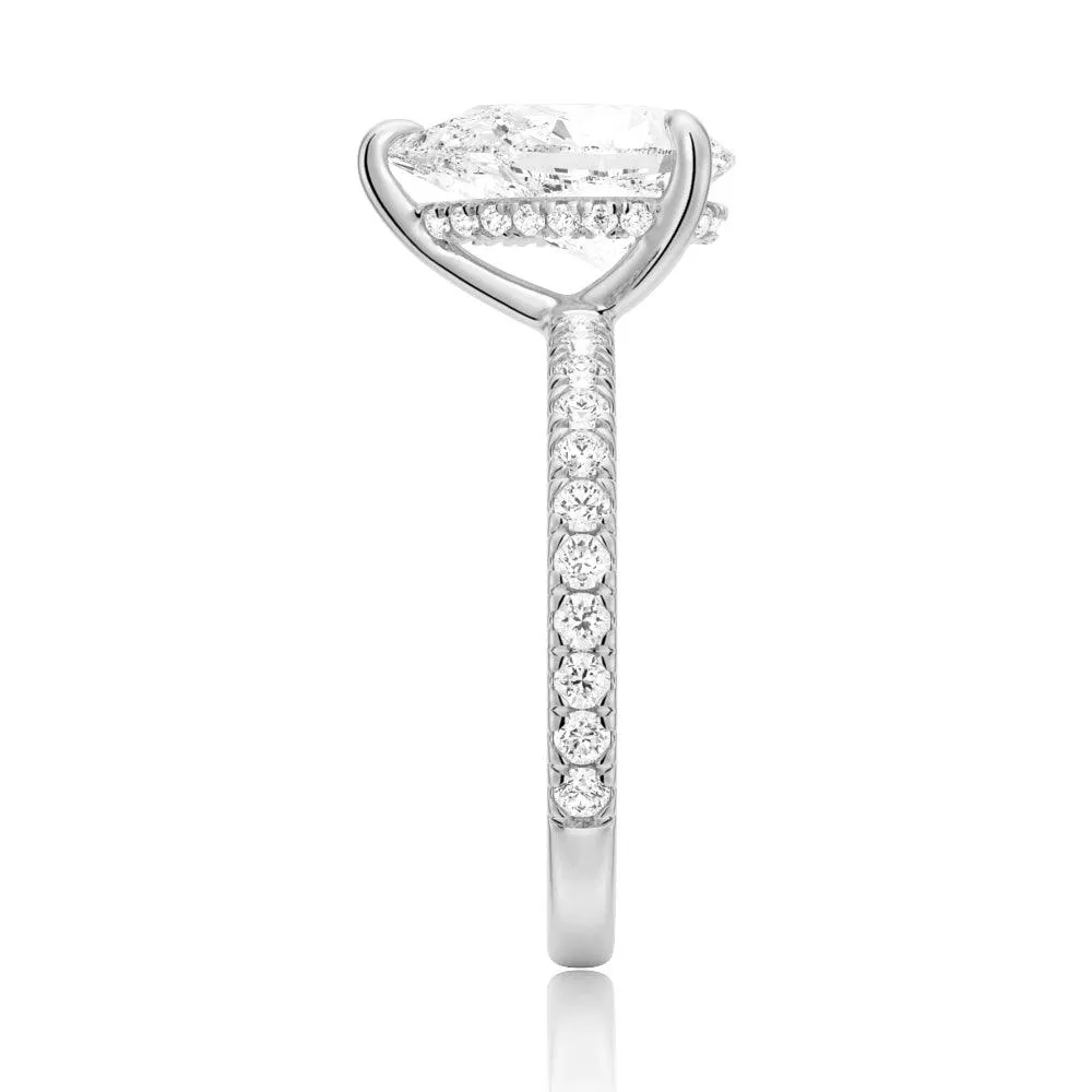 Pear Lab Grown Diamond Hidden Halo Pavé Ring sold by MSBLUE Jewelry product image thumbnail 4