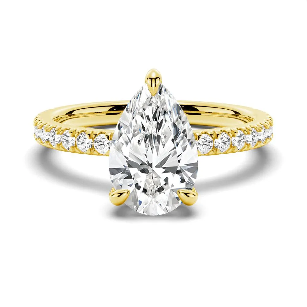 Pear Lab Grown Diamond Hidden Halo Pavé Ring sold by MSBLUE Jewelry product image thumbnail 2