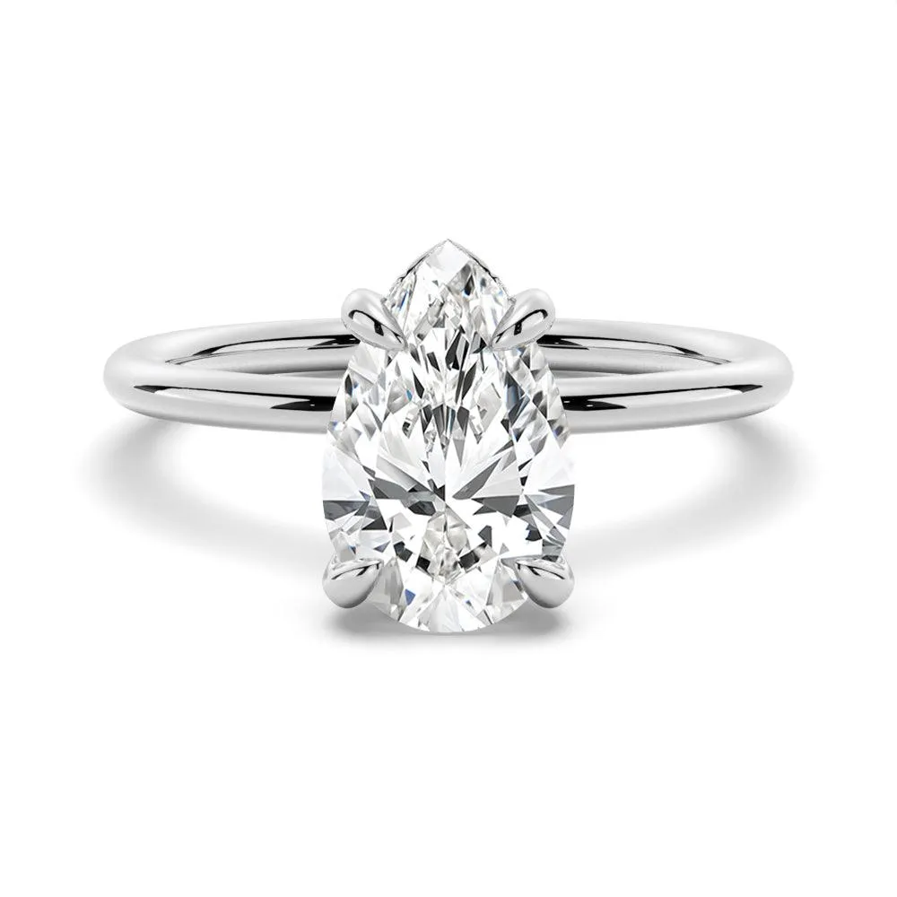 Pear Solitaire 10K Gold Hidden Halo Engagement Ring sold by MSBLUE Jewelry