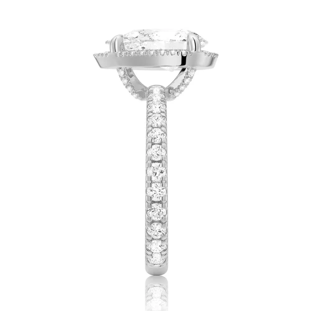 Half Eternity Pear Shaped Halo Engagement Ring sold by MSBLUE Jewelry product image thumbnail 4