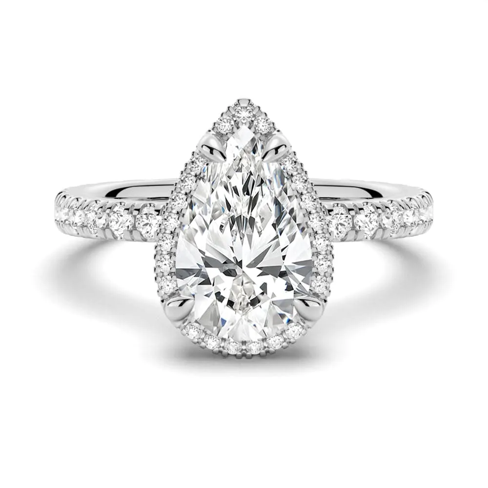 Half Eternity Pear Shaped Halo Engagement Ring sold by MSBLUE Jewelry