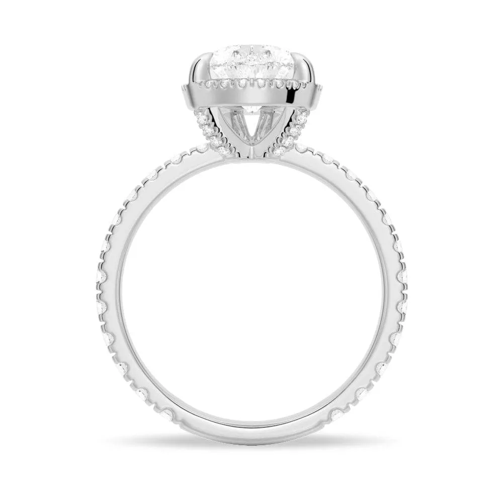 Half Eternity Pear Shaped Halo Engagement Ring sold by MSBLUE Jewelry product image thumbnail 5