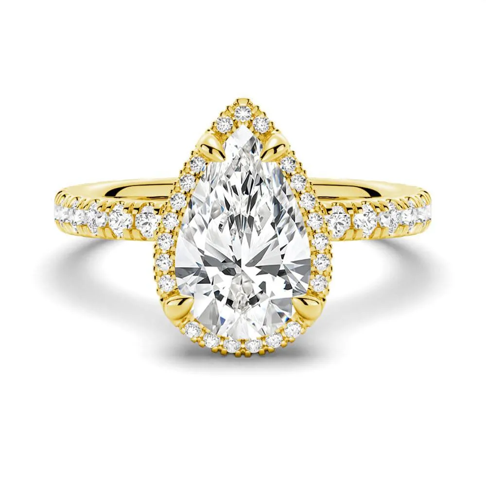 Half Eternity Pear Shaped Halo Engagement Ring sold by MSBLUE Jewelry product image thumbnail 2