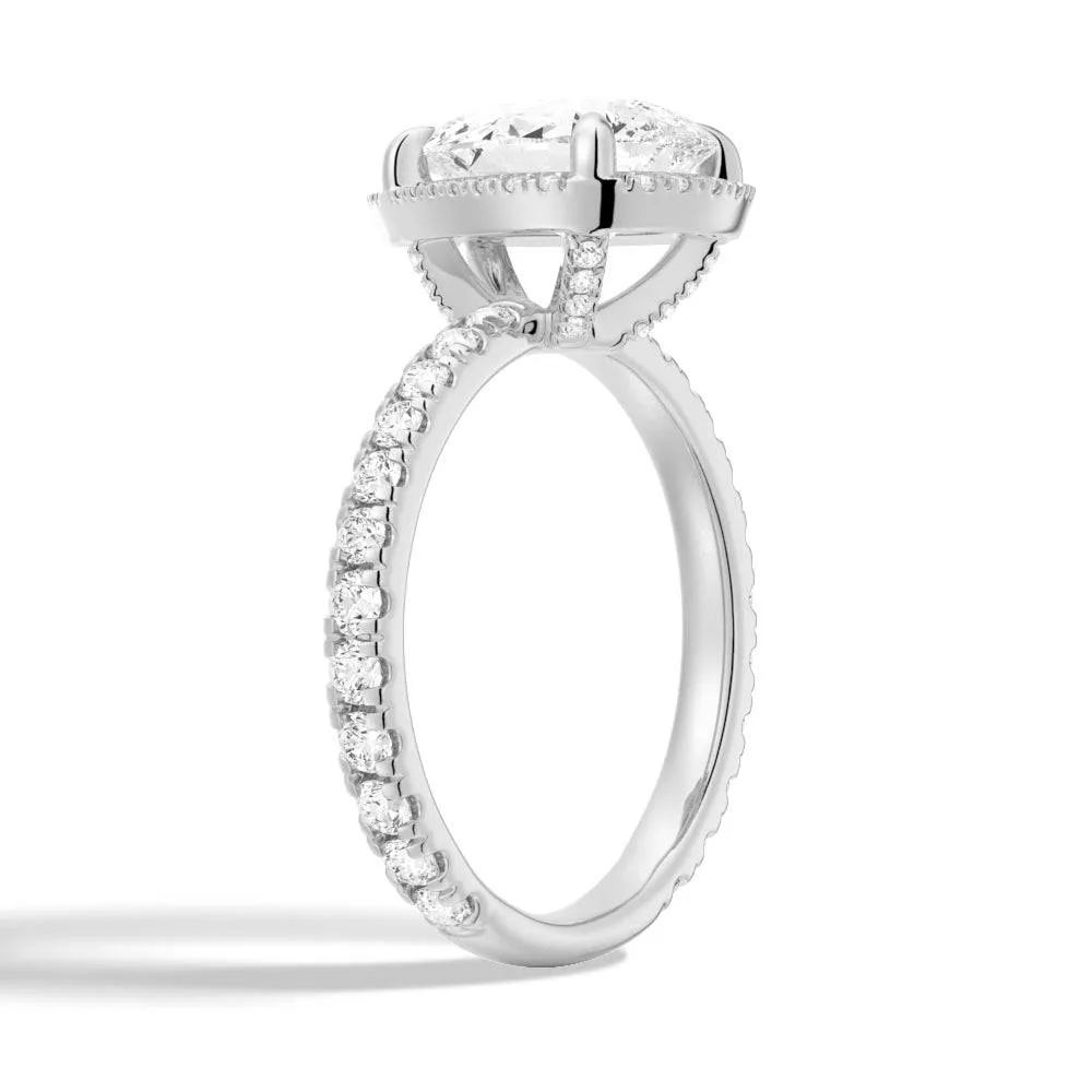 Half Eternity Pear Shaped Halo Engagement Ring sold by MSBLUE Jewelry product image thumbnail 3