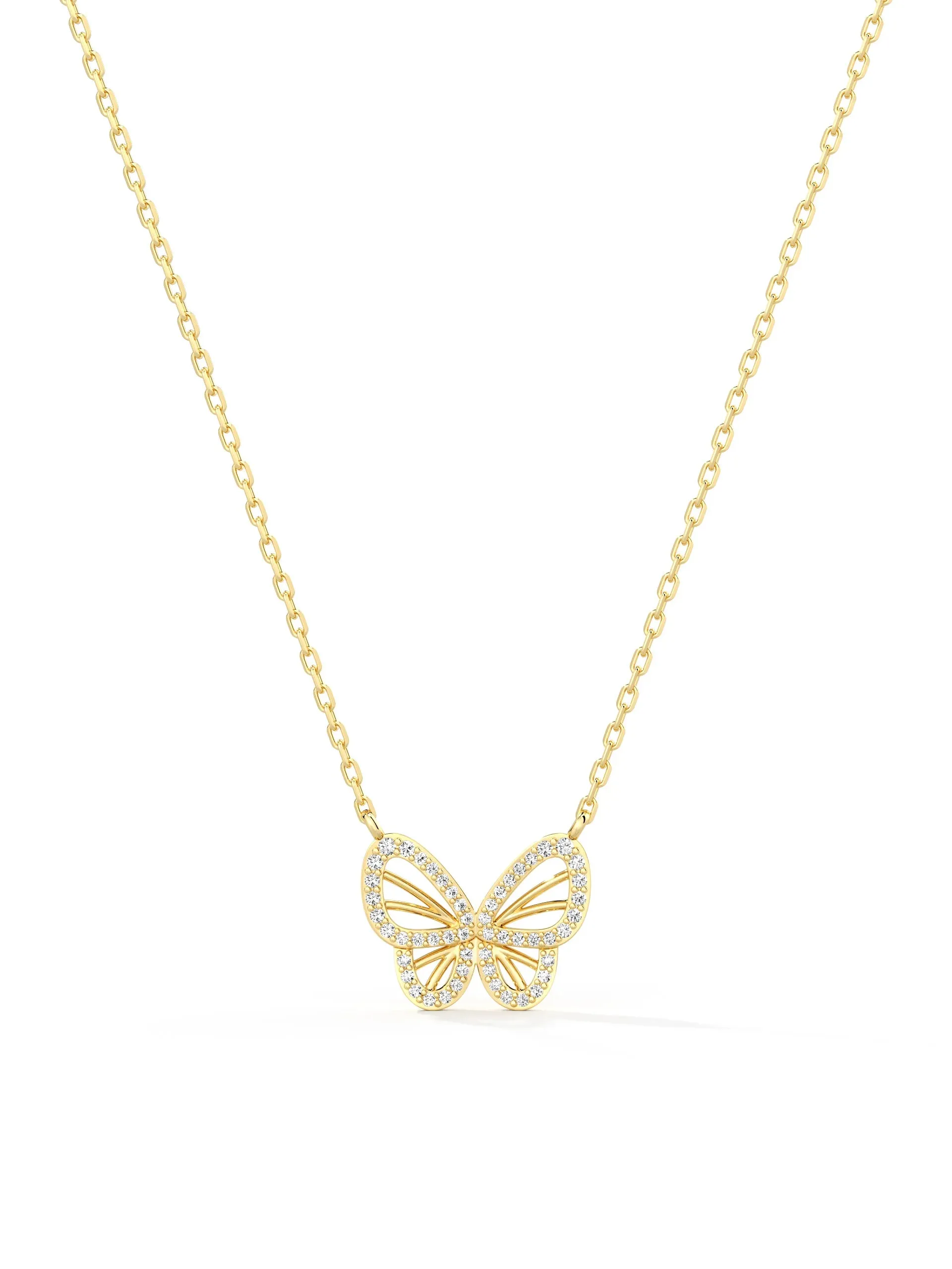 Moissanite Butterfly Pendant Necklace sold by MSBLUE Jewelry