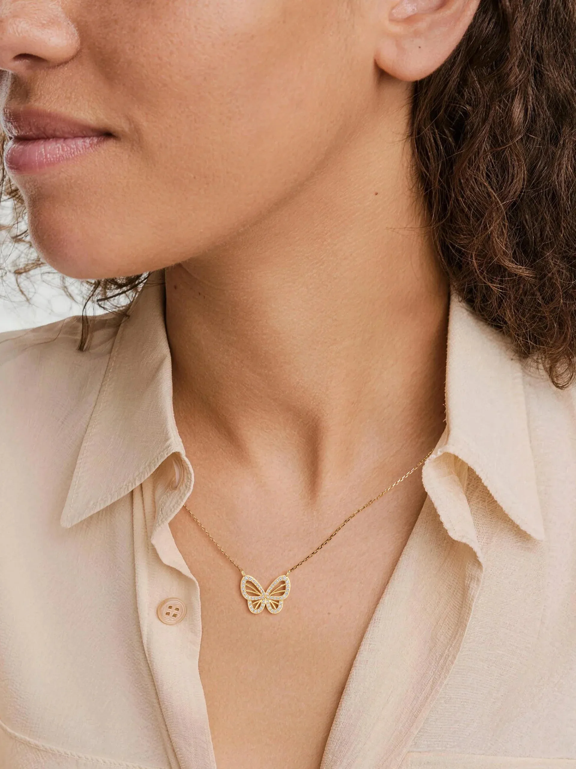 Moissanite Butterfly Pendant Necklace sold by MSBLUE Jewelry product image thumbnail 3
