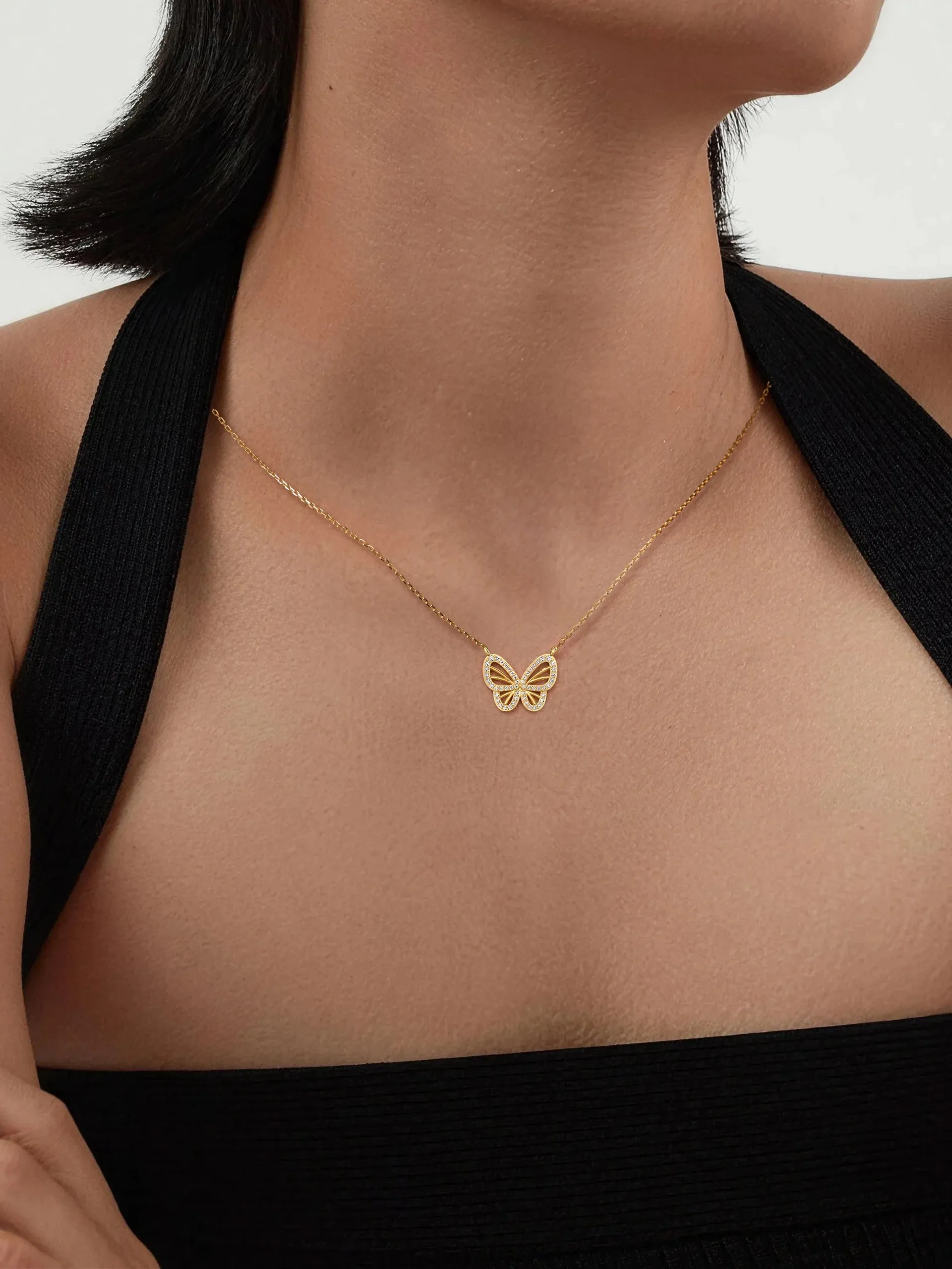 Moissanite Butterfly Pendant Necklace sold by MSBLUE Jewelry product image thumbnail 2