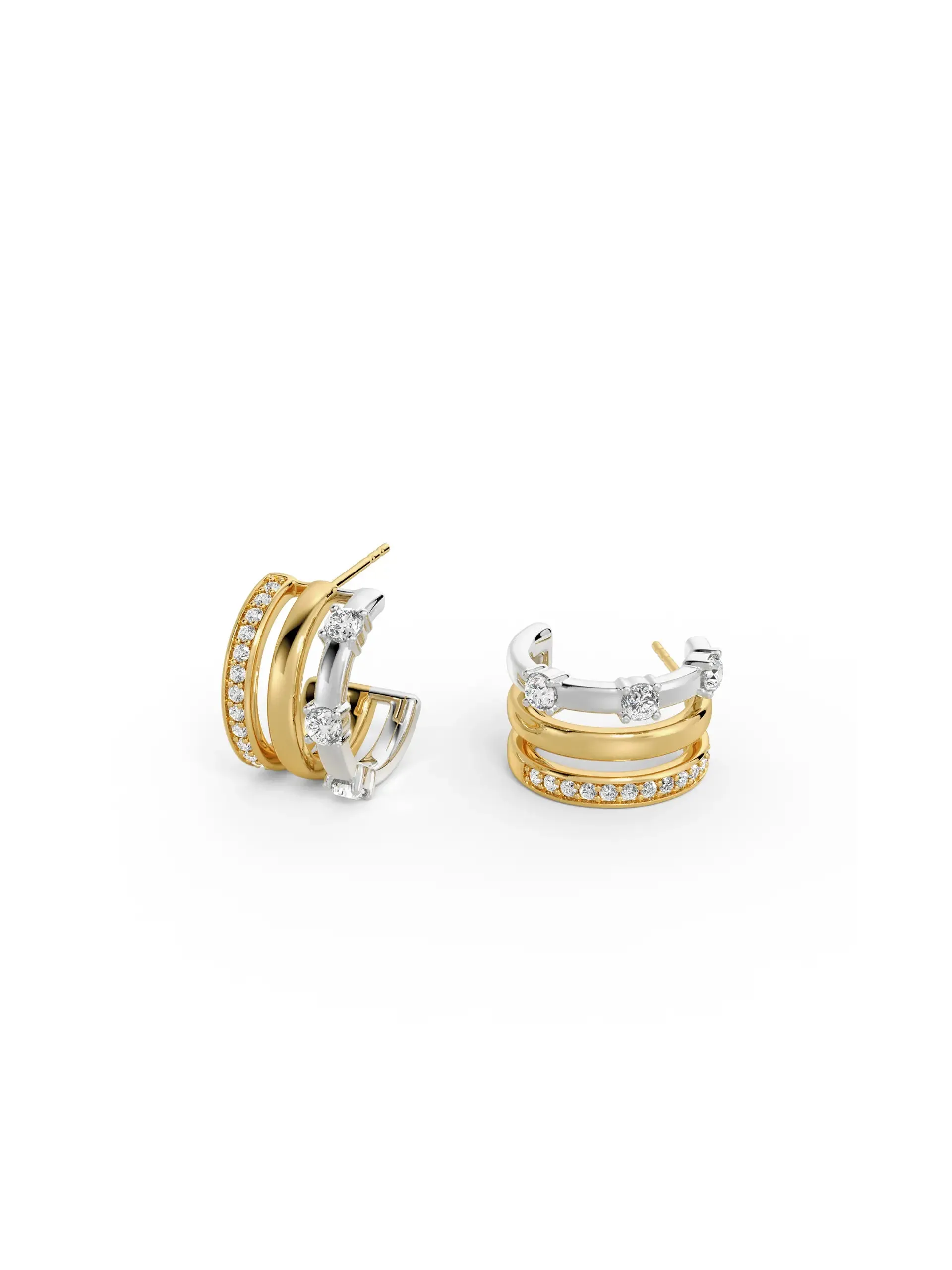 Mixed Metal Layered Huggie Earrings sold by MSBLUE Jewelry product image thumbnail 2