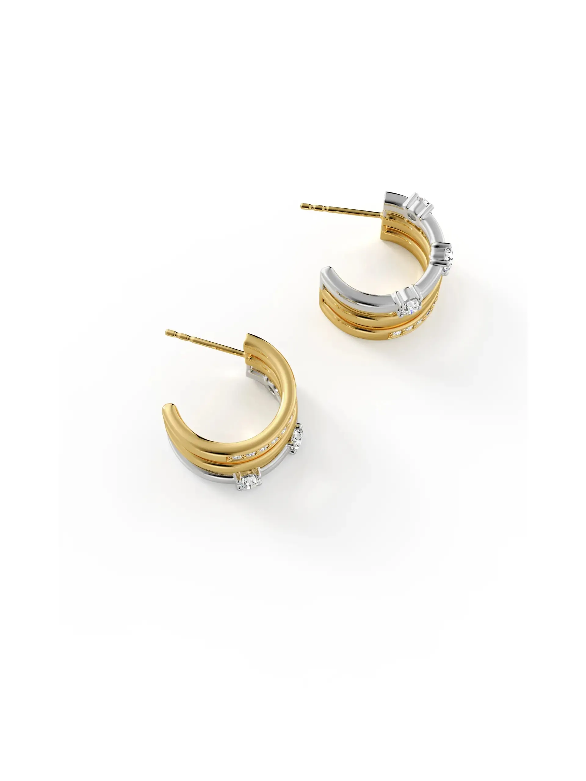 Mixed Metal Layered Huggie Earrings sold by MSBLUE Jewelry product image thumbnail 3