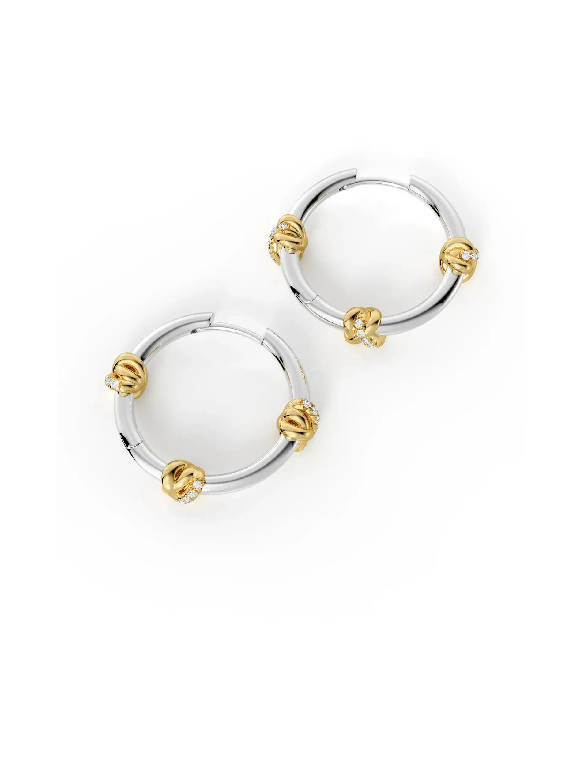 Two-Tone Knot Moissanite Hoops sold by MSBLUE Jewelry product image thumbnail 3