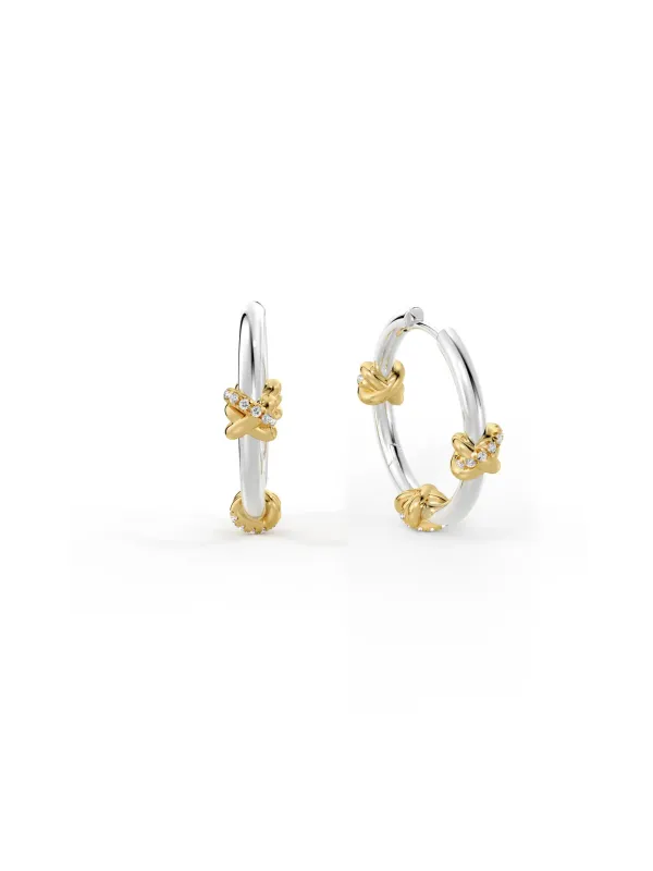 Two-Tone Knot Moissanite Hoops made by MSBLUE Jewelry