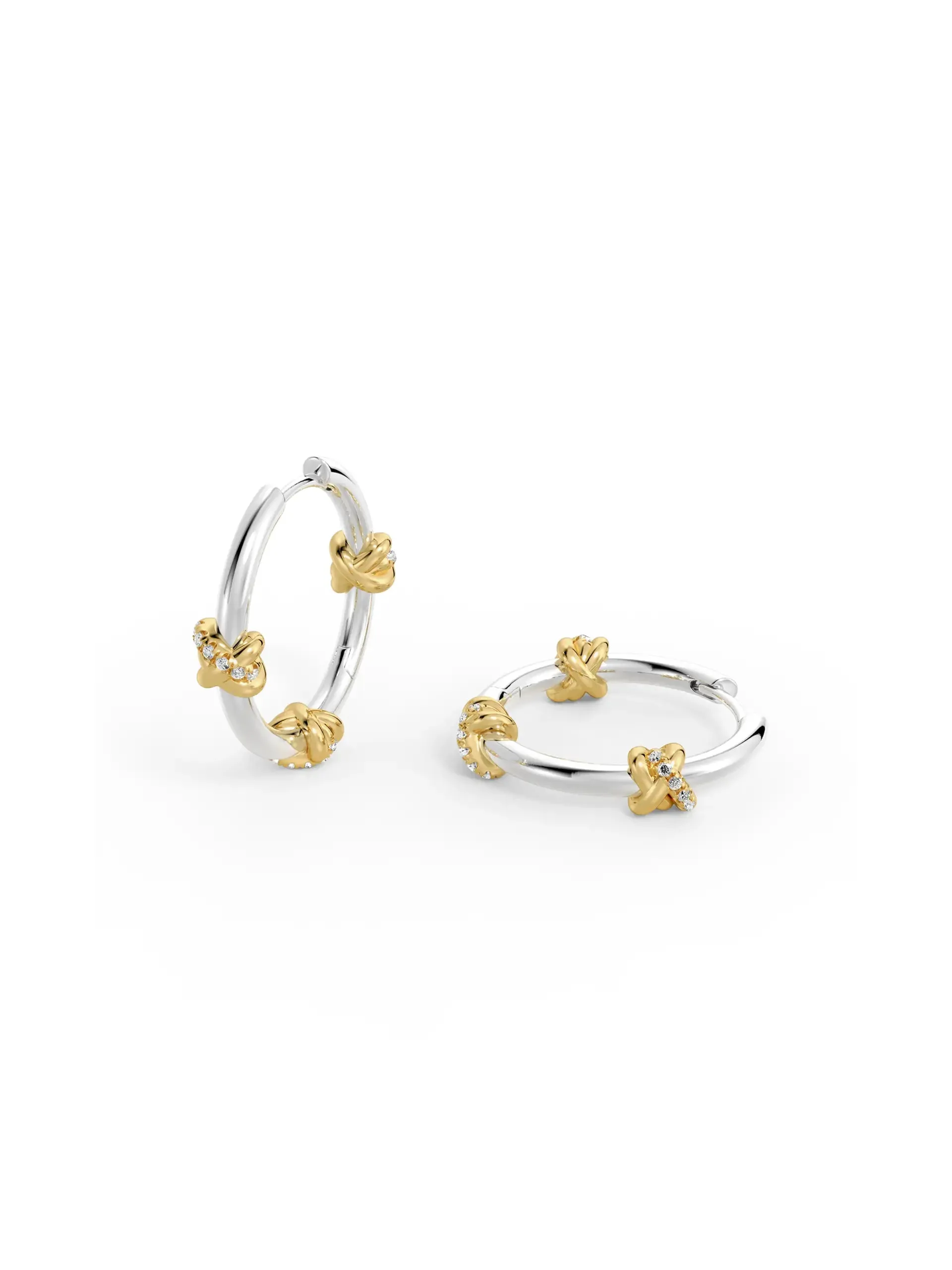 Two-Tone Knot Moissanite Hoops sold by MSBLUE Jewelry product image thumbnail 2