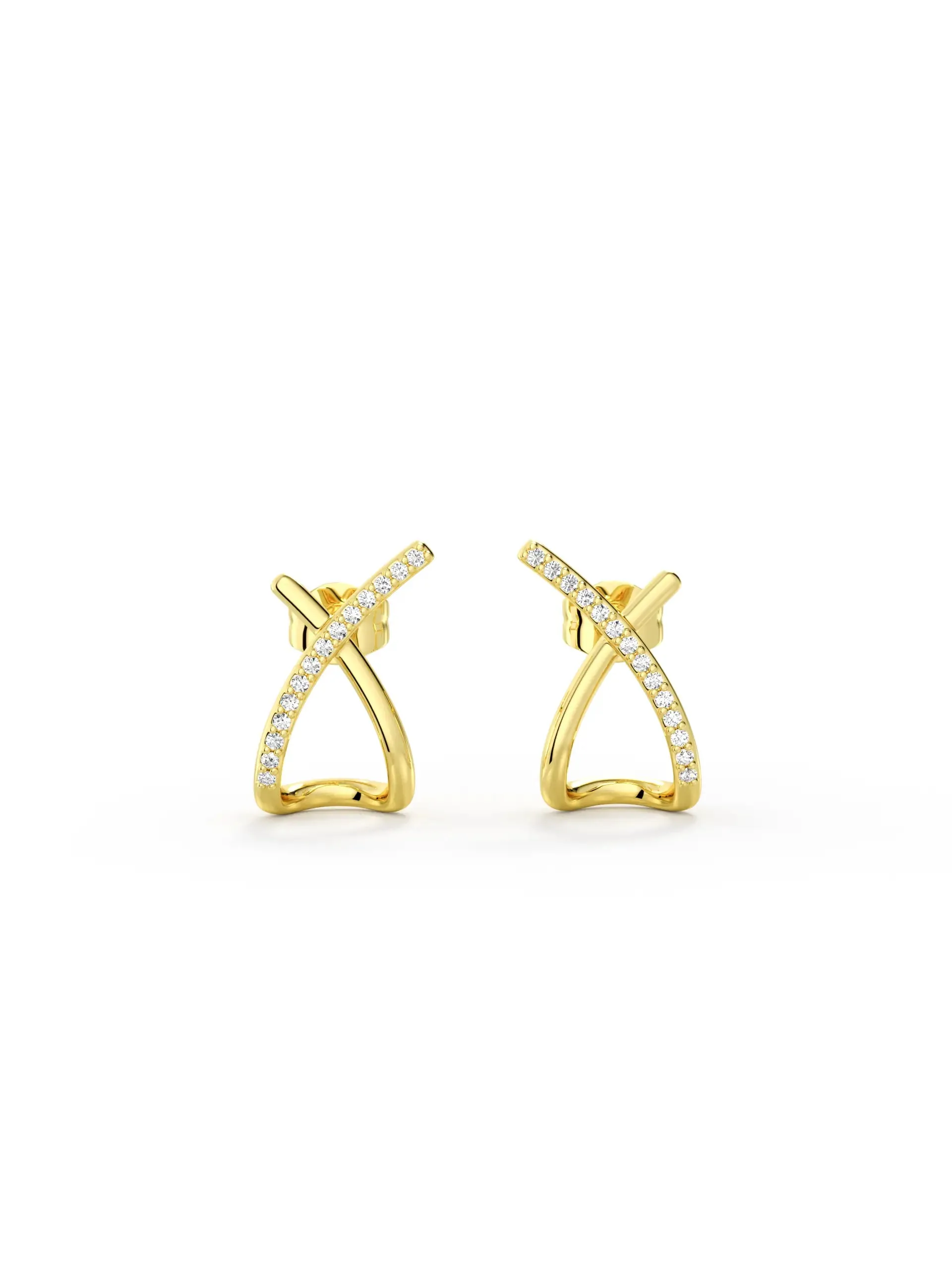 X-Shape Stud Moissanite Earrings sold by MSBLUE Jewelry