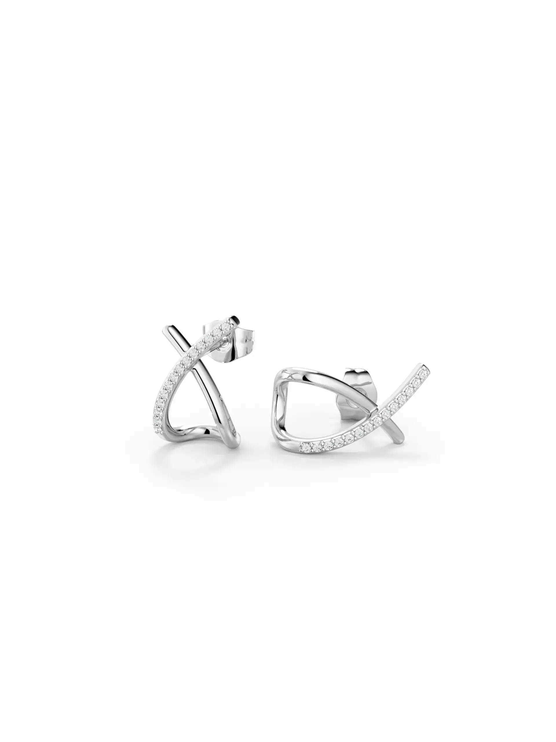 X-Shape Stud Moissanite Earrings sold by MSBLUE Jewelry product image thumbnail 5