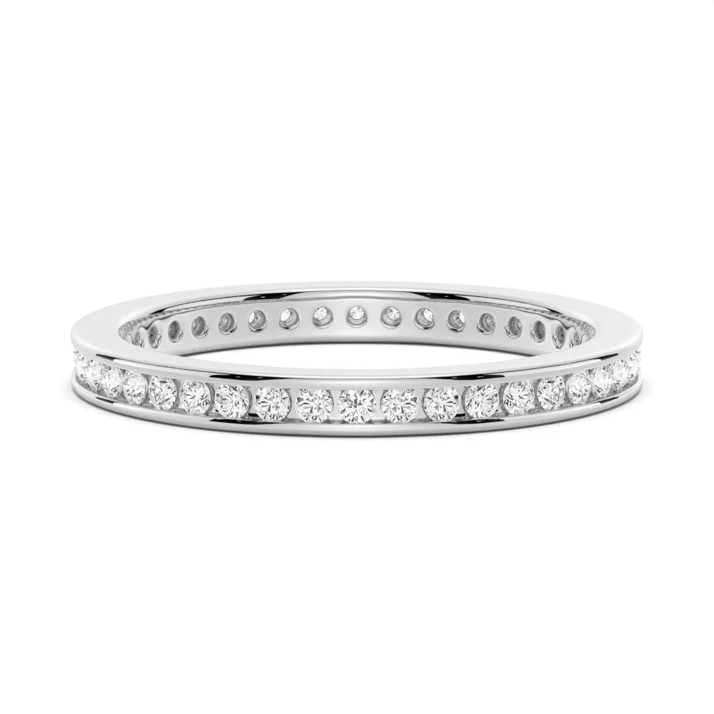 In-Stock Round Moissanite Channel Set Eternity Band sold by MSBLUE Jewelry