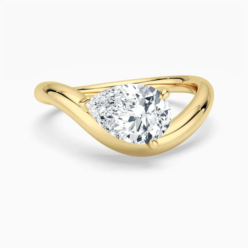 Sculpted Wave Pear Cut Engagement Ring made by MSBLUE Jewelry