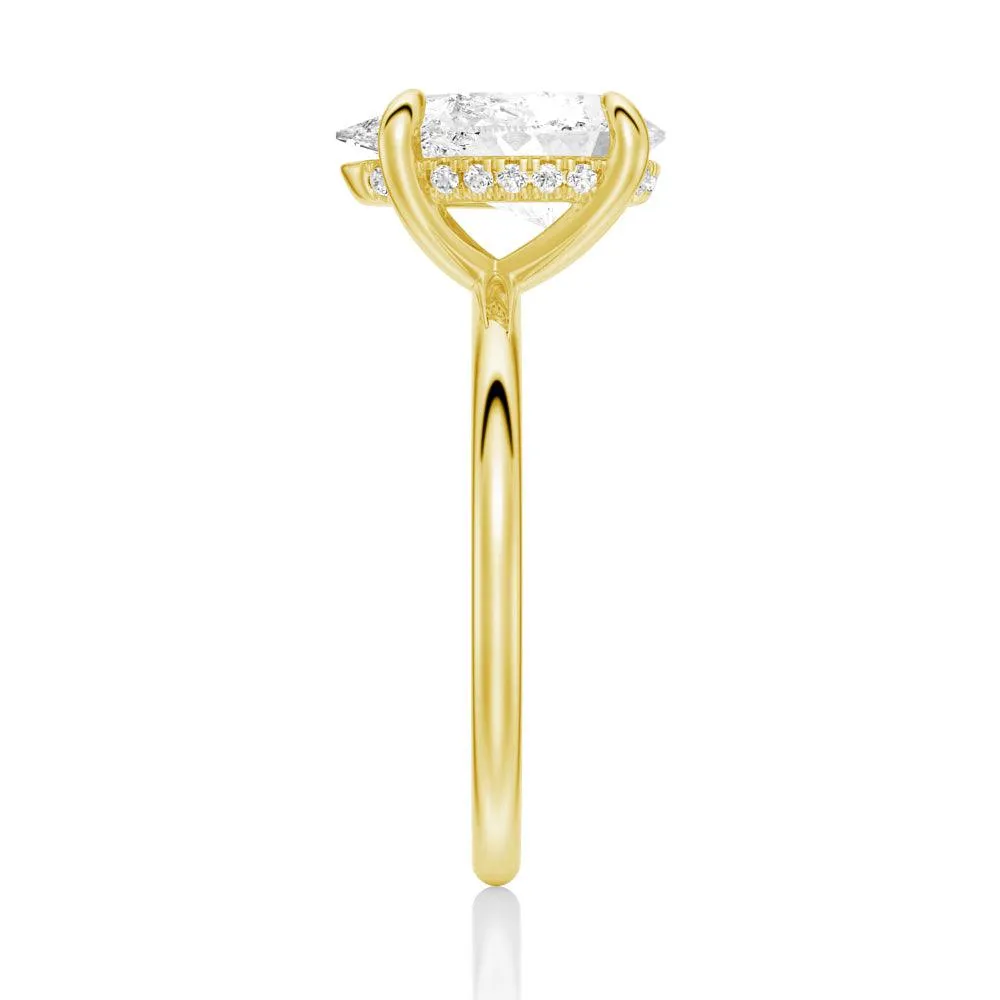 In-Stock Four Prong Pear Cut Engagement Ring With Hidden Halo sold by MSBLUE Jewelry product image thumbnail 4