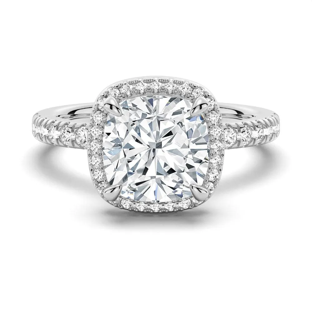 In-Stock Cushion Cut Halo Moissanite Engagement Ring sold by MSBLUE Jewelry