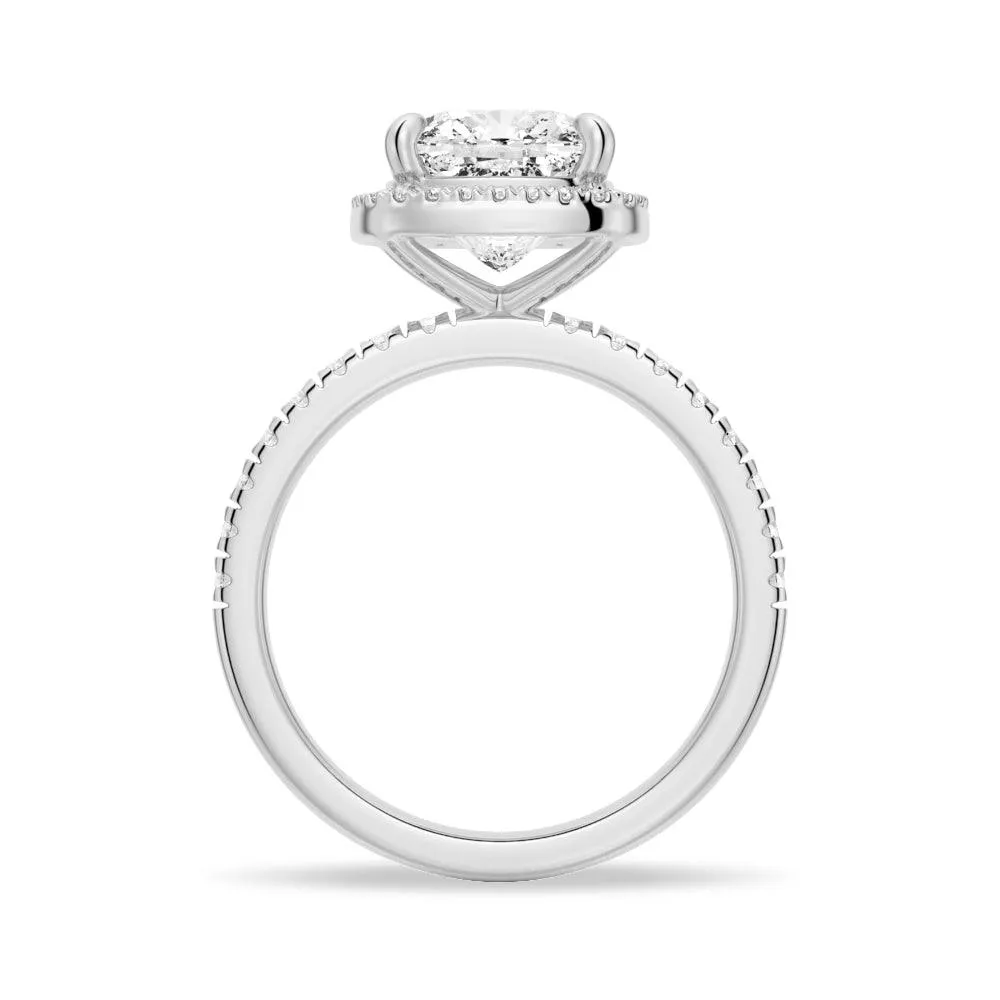 In-Stock Cushion Cut Halo Moissanite Engagement Ring sold by MSBLUE Jewelry product image thumbnail 5