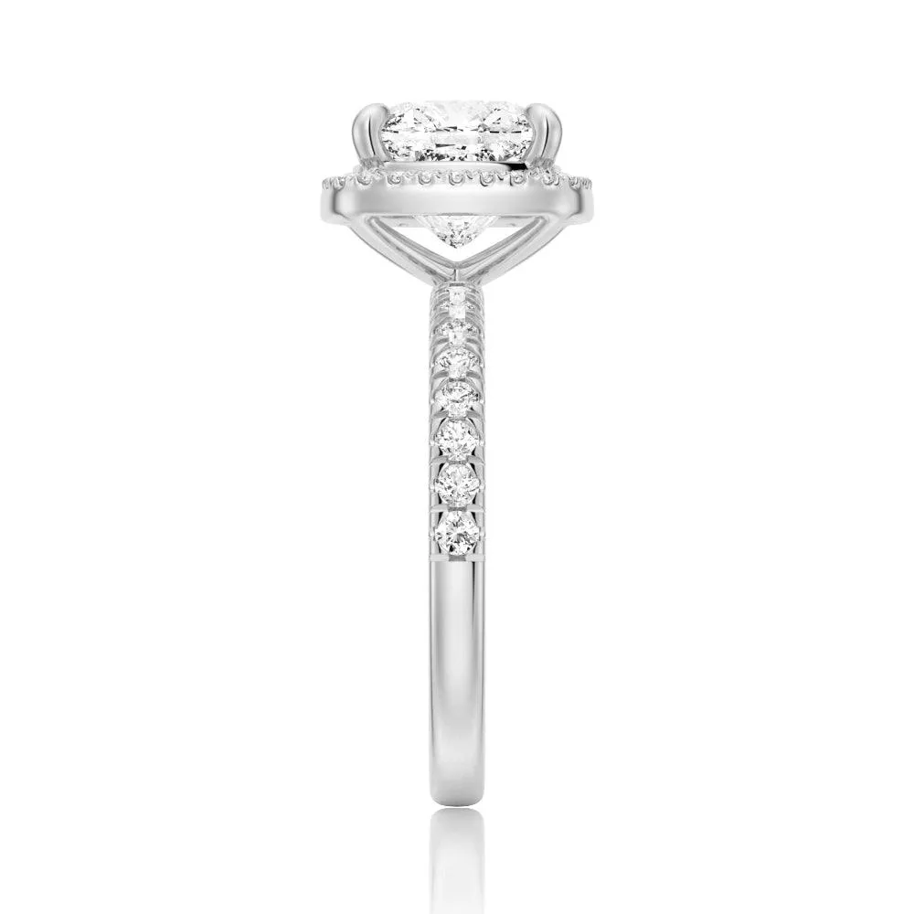 In-Stock Cushion Cut Halo Moissanite Engagement Ring sold by MSBLUE Jewelry product image thumbnail 4