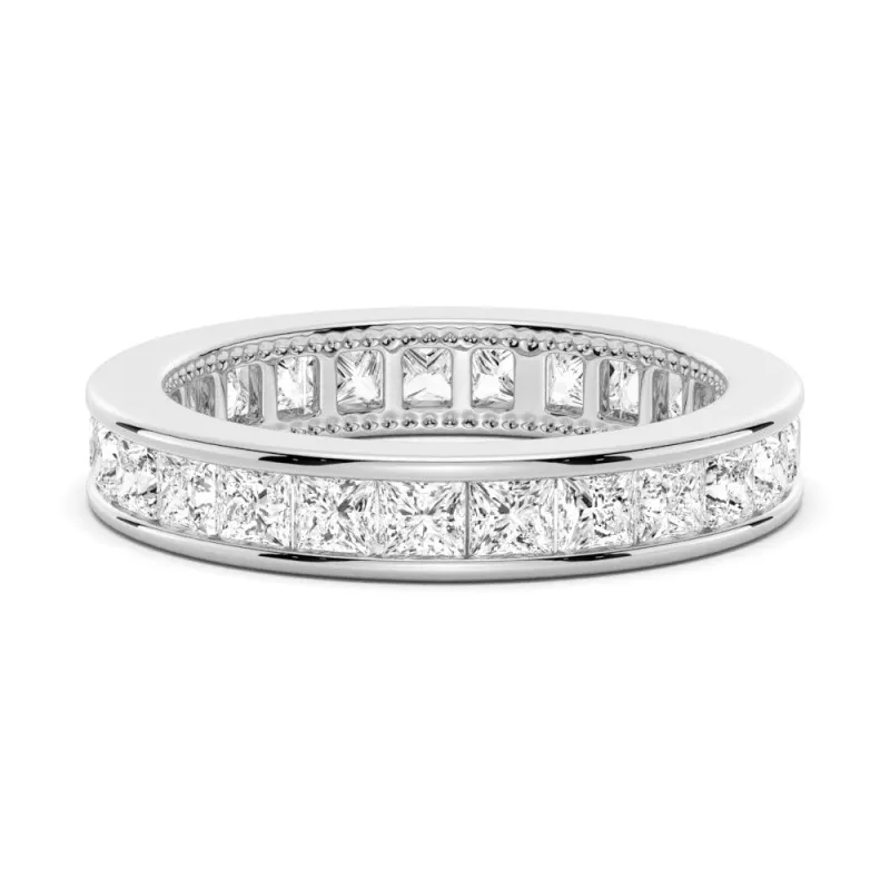 In-Stock 2.48 CT. Channel Set Princess Cut Moissanite Eternity Wedding Band made by MSBLUE Jewelry