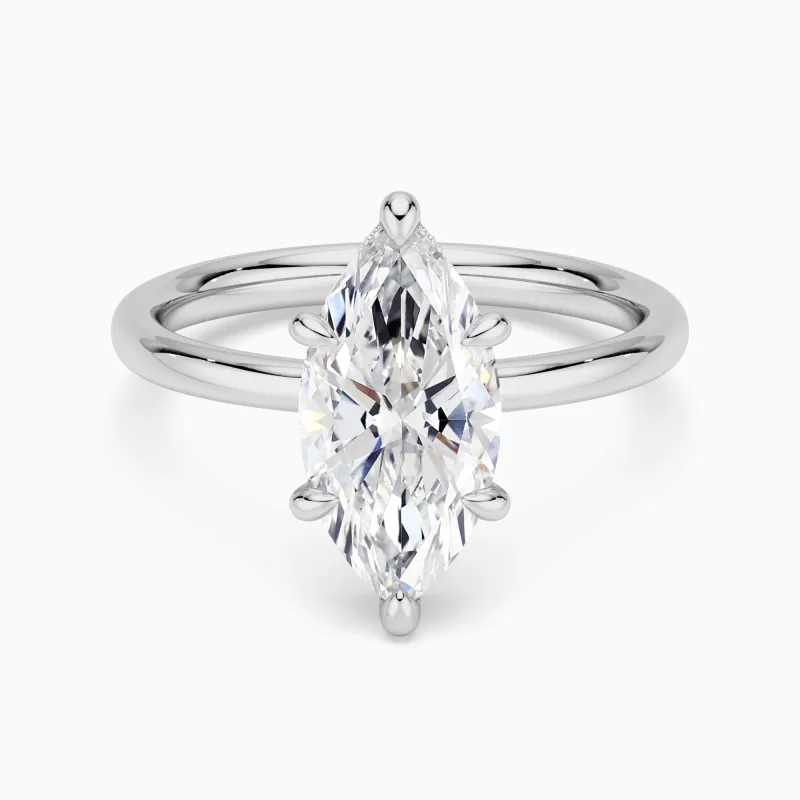 In-Stock Solitaire Marquise Engagement Ring With Hidden Halo made by MSBLUE Jewelry