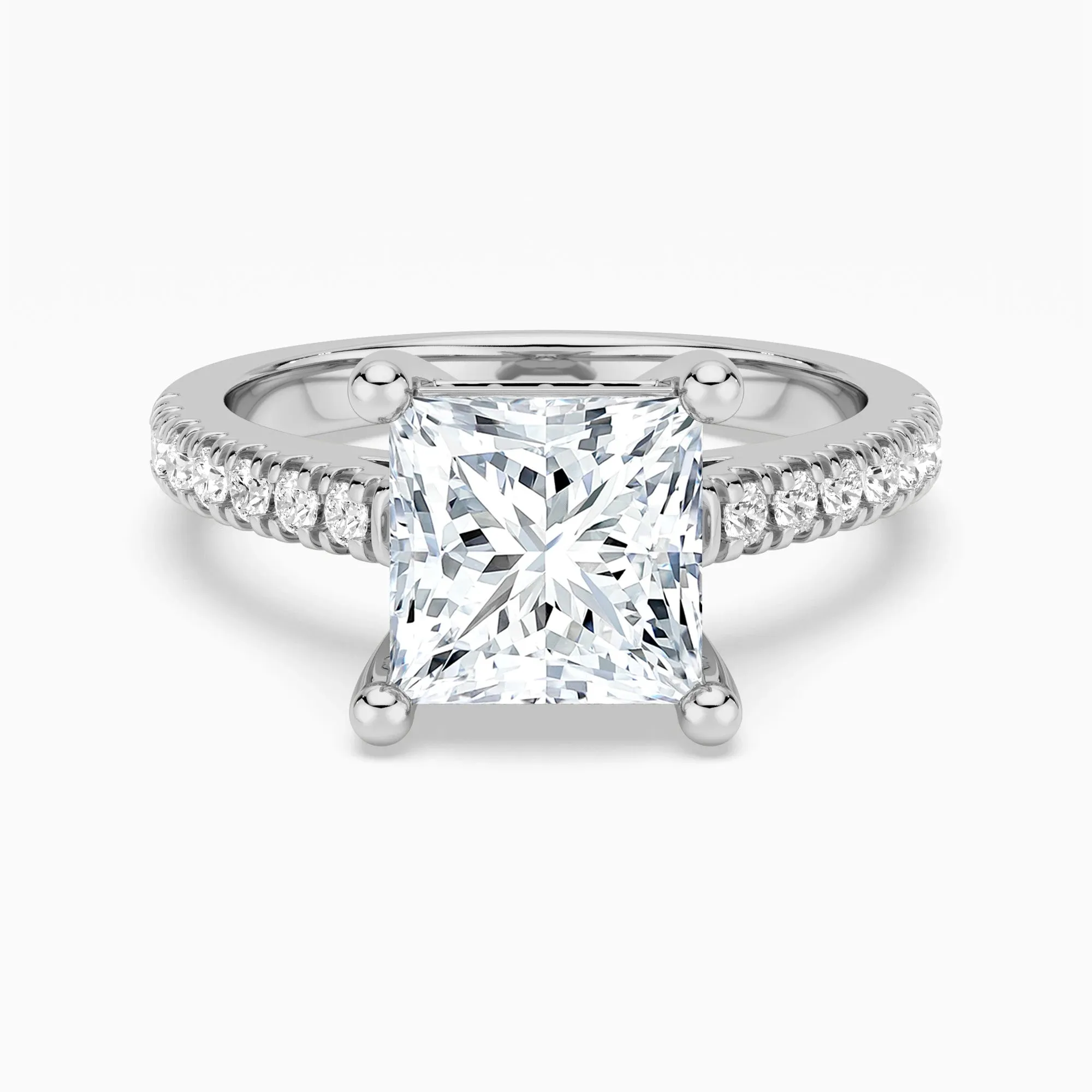 Moissanite Princess Cut Engagement Ring With Hidden Halo sold by MSBLUE Jewelry