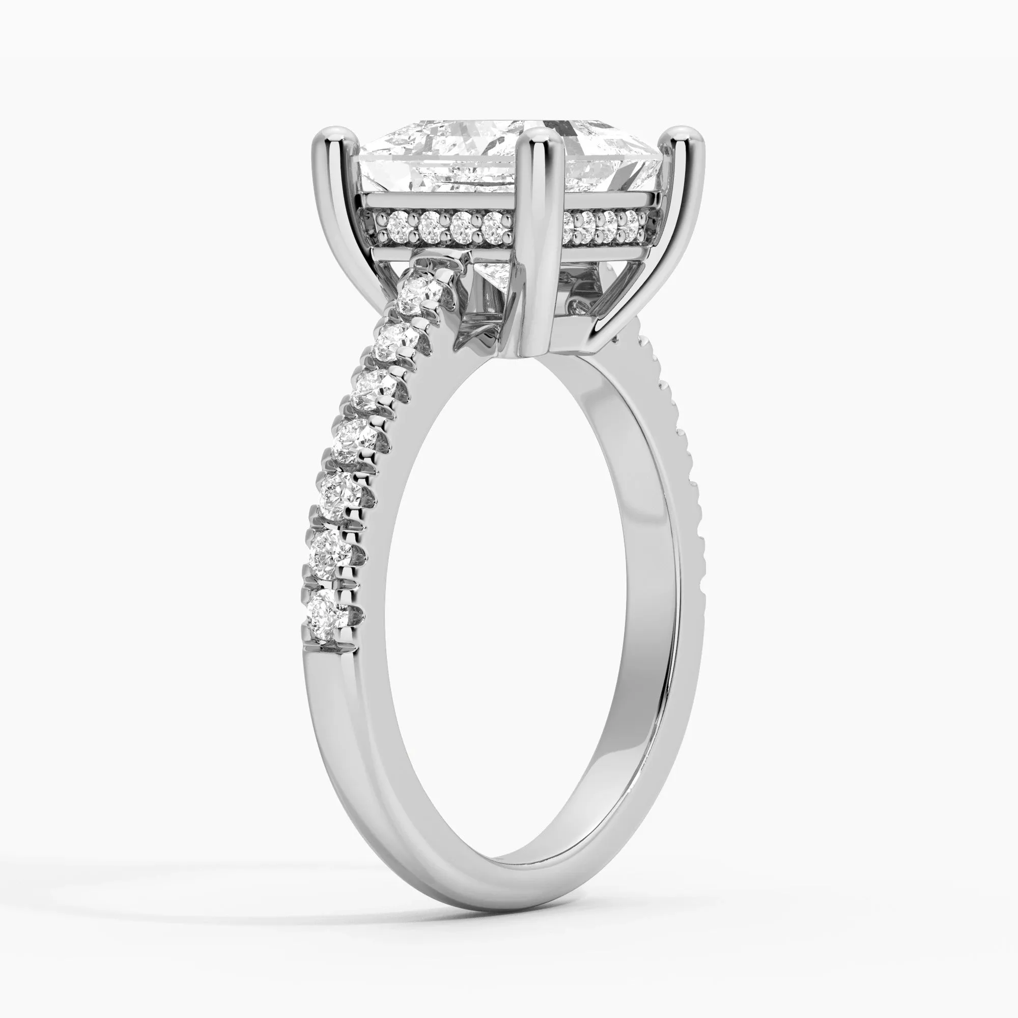Moissanite Princess Cut Engagement Ring With Hidden Halo sold by MSBLUE Jewelry product image thumbnail 3