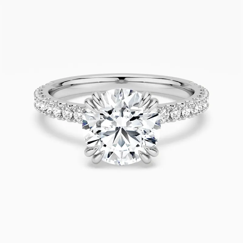 Moissanite Engagement Ring Solitaire With Pavé Accents made by MSBLUE Jewelry